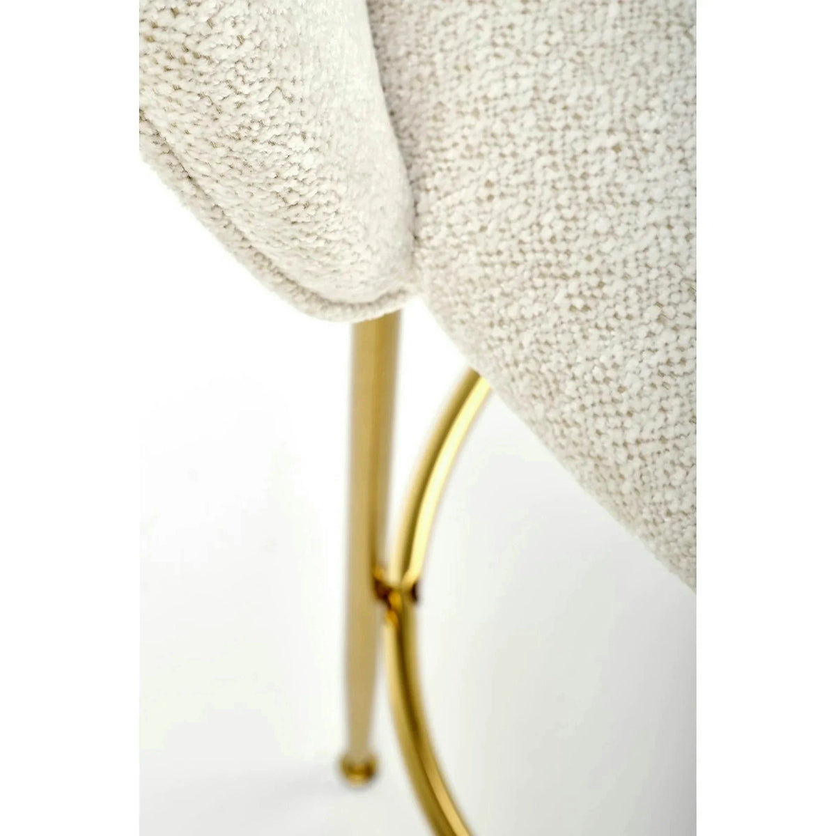 Scaun de bar auriu H116, stofa bucle/otel, 50x59x101 cm
