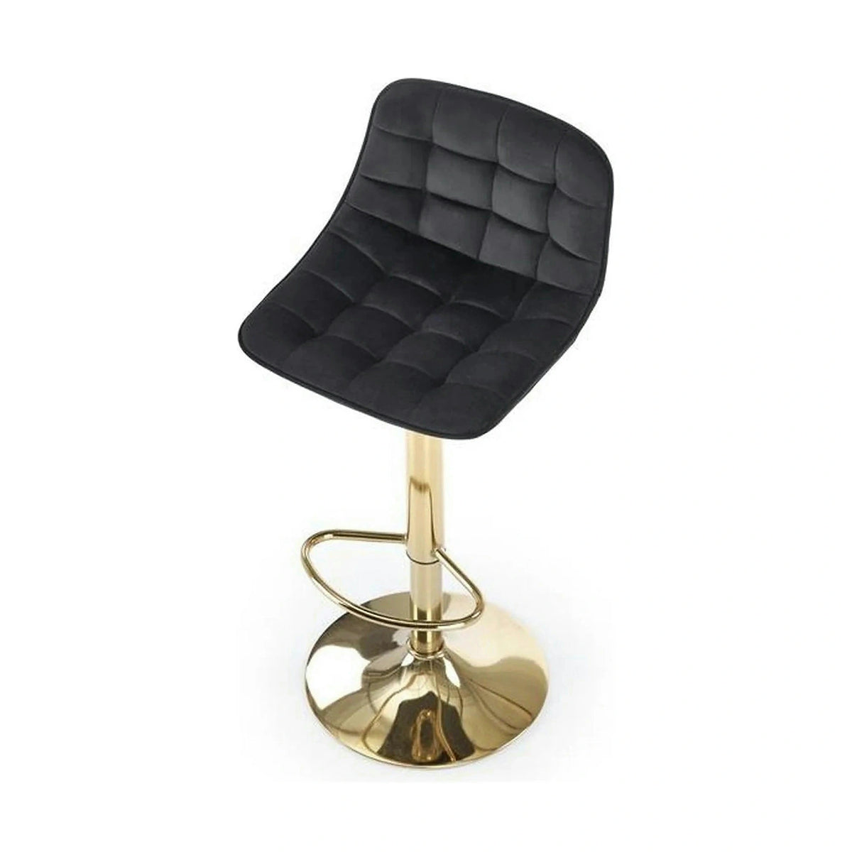 Scaun de bar auriu H120, stofa catifelata/otel, 43x44x84/106 cm
