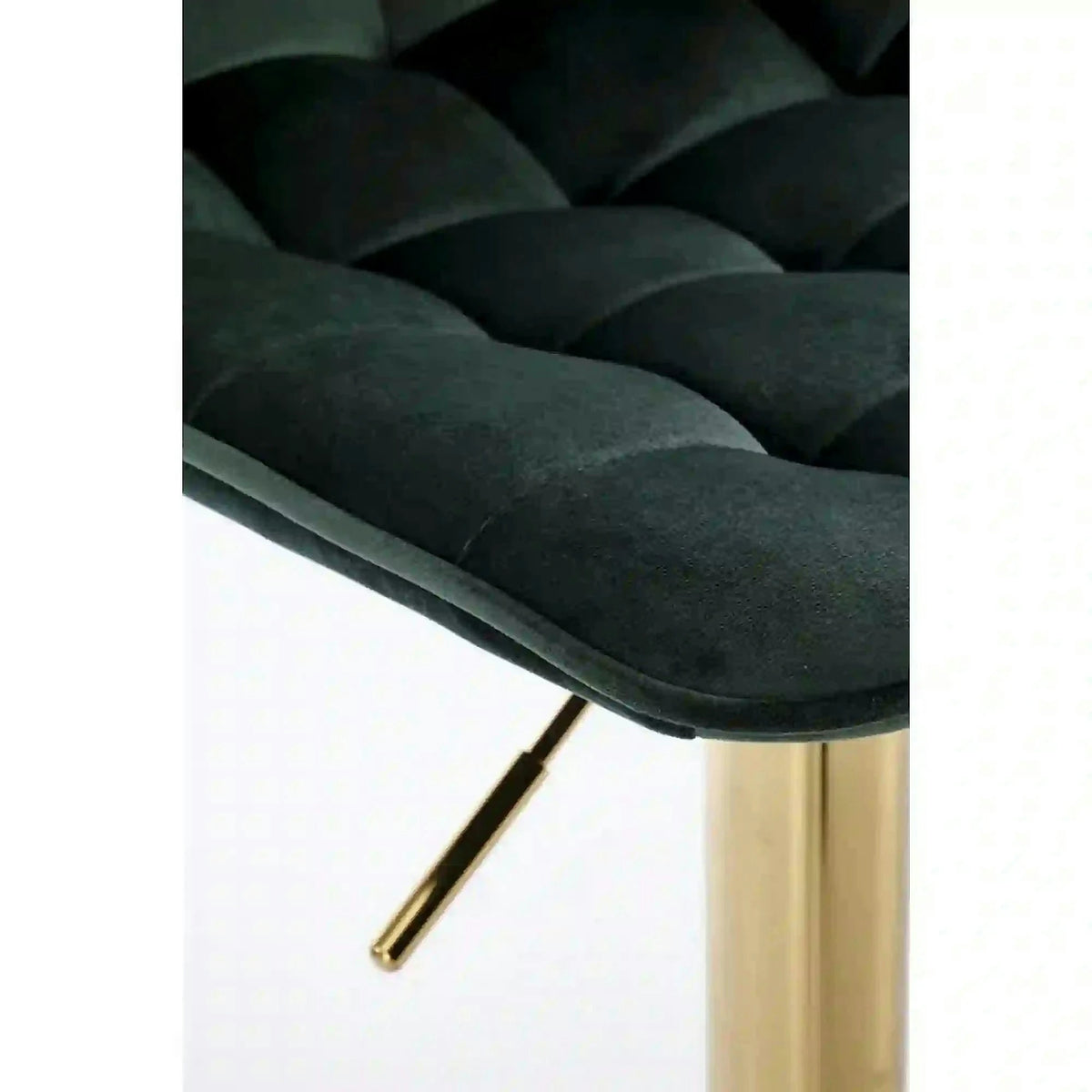 Scaun de bar auriu/verde H120, stofa catifelata/otel, 43x44x84/106 cm
