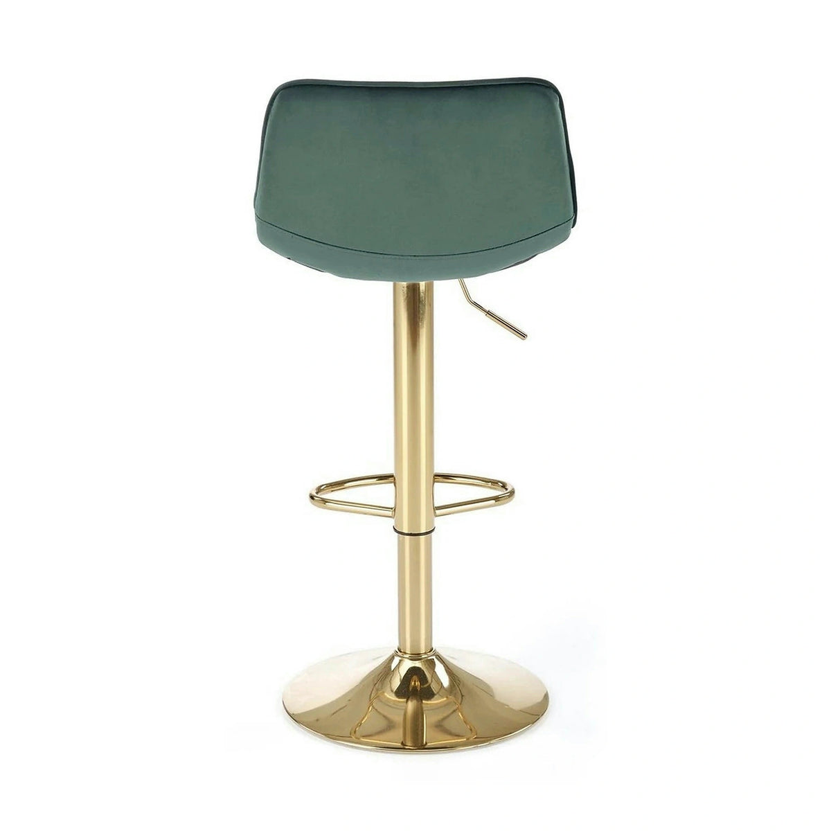 Scaun de bar auriu/verde H120, stofa catifelata/otel, 43x44x84/106 cm