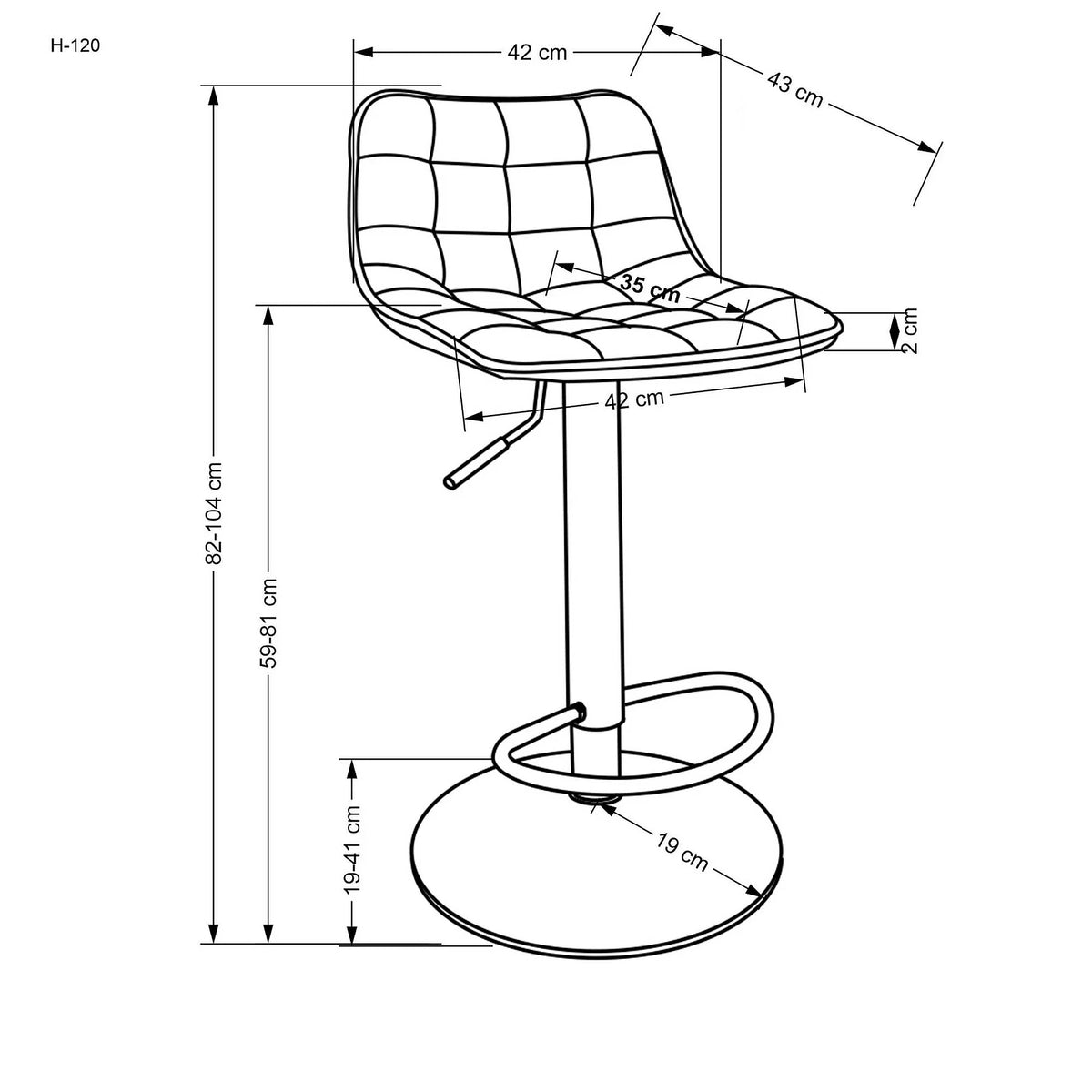 Scaun de bar auriu/verde H120, stofa catifelata/otel, 43x44x84/106 cm
