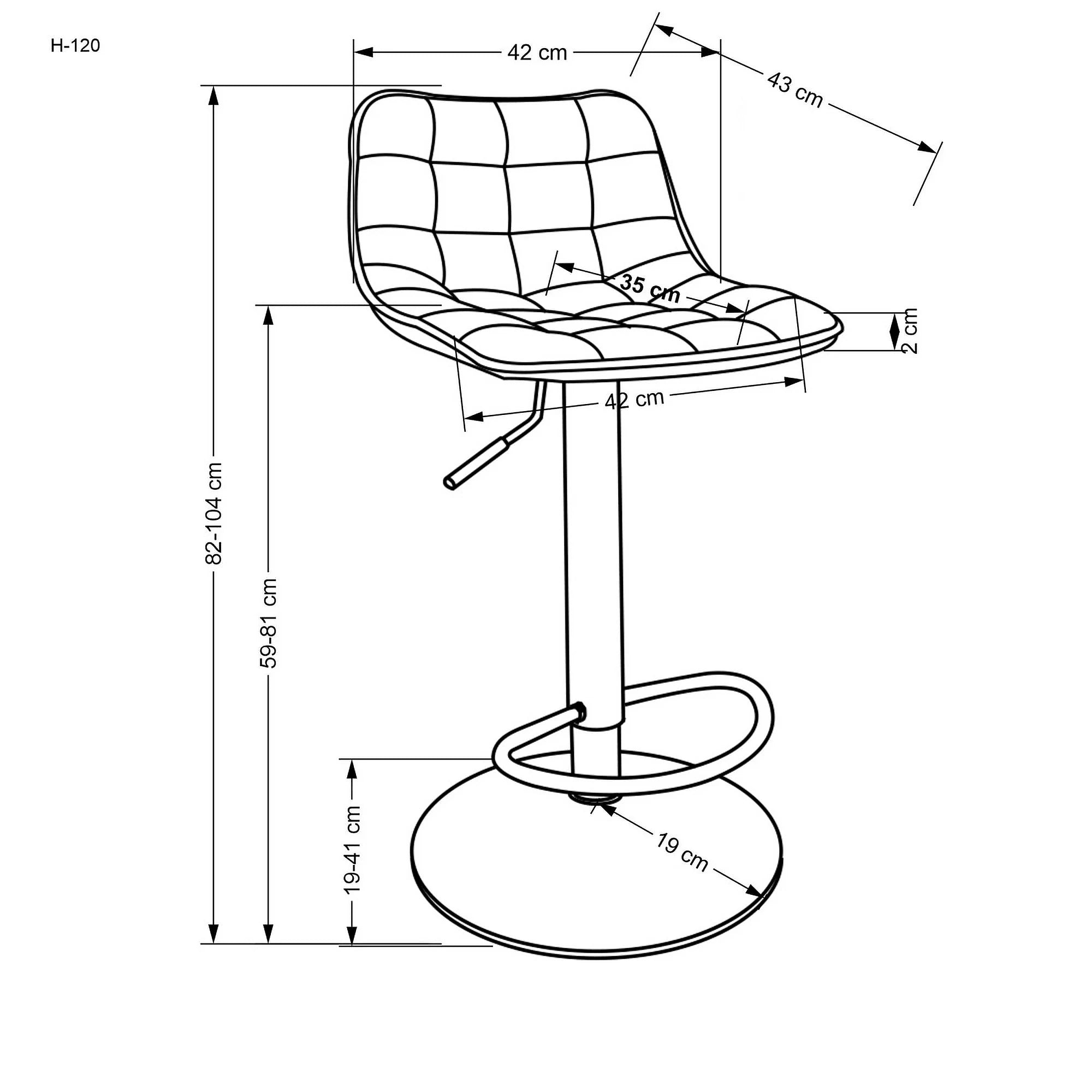 Scaun de bar auriu/verde H120, stofa catifelata/otel, 43x44x84/106 cm
