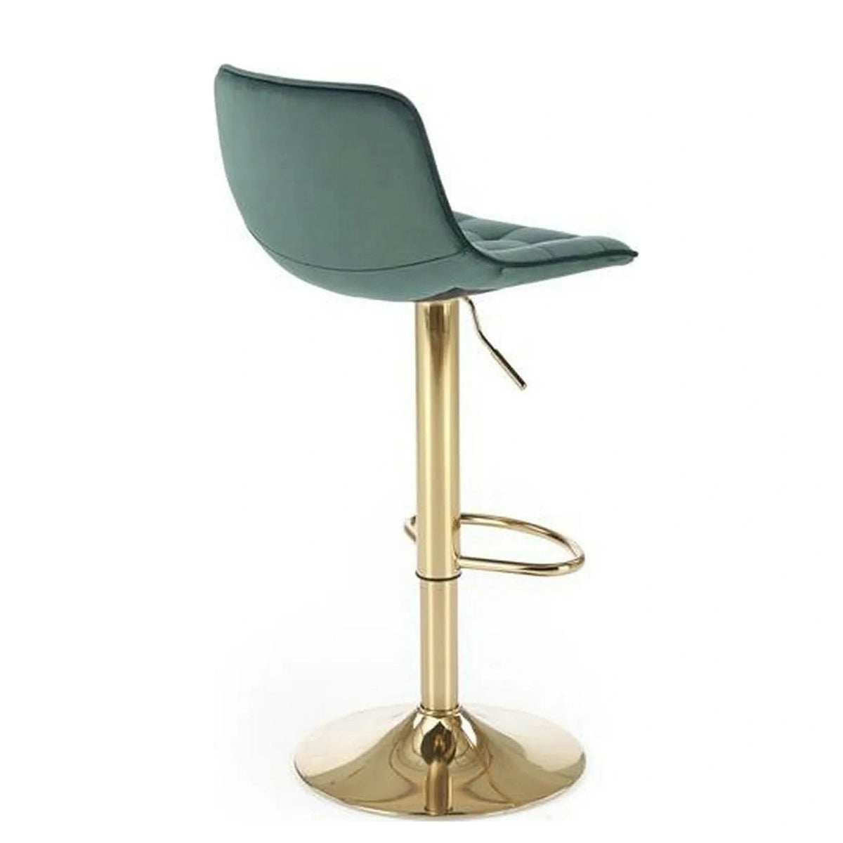 Scaun de bar auriu/verde H120, stofa catifelata/otel, 43x44x84/106 cm