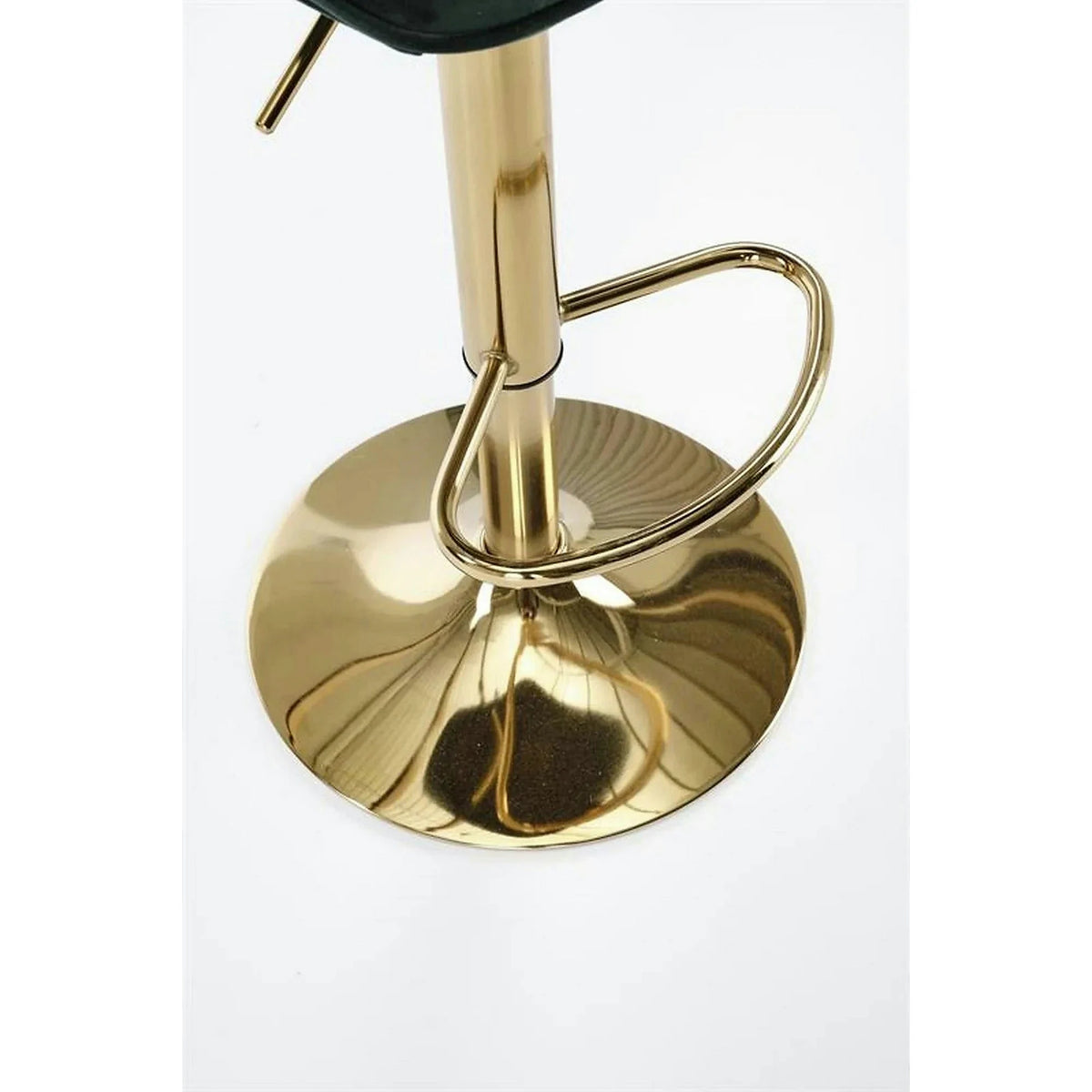 Scaun de bar auriu/verde H120, stofa catifelata/otel, 43x44x84/106 cm