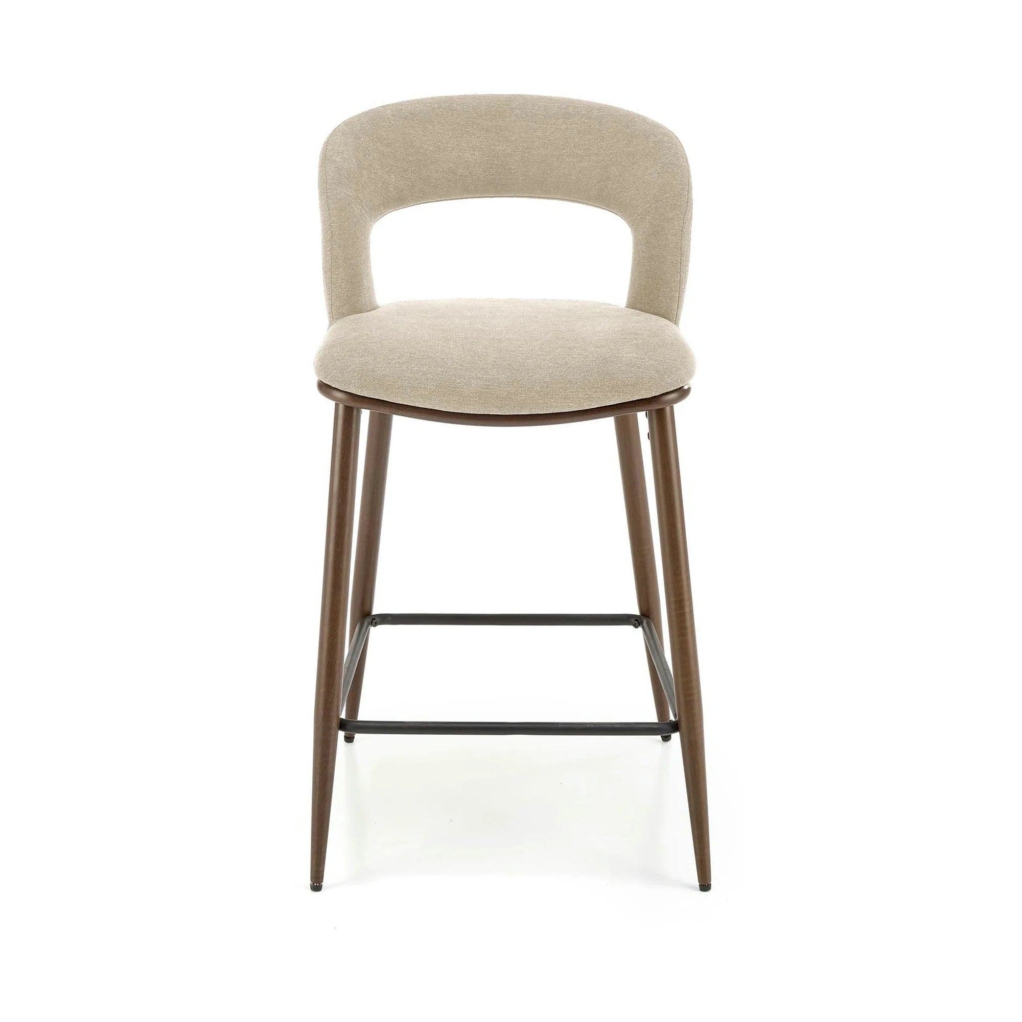 Scaun de bar bej H114, stofa clasica/otel, 48x52x92 cm