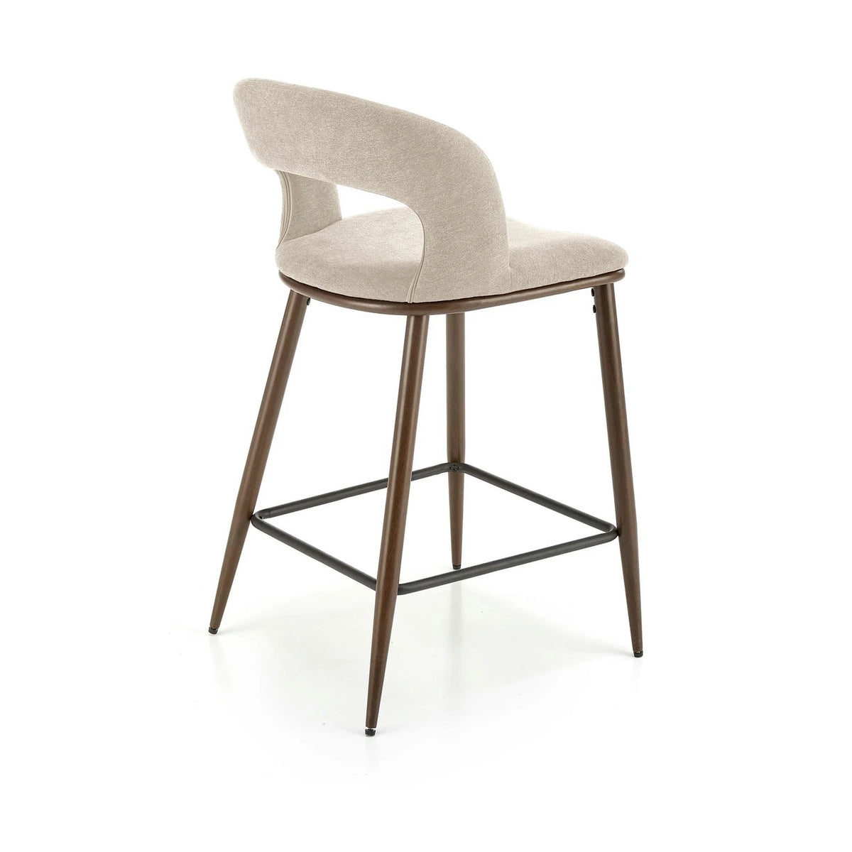 Scaun de bar bej H114, stofa clasica/otel, 48x52x92 cm