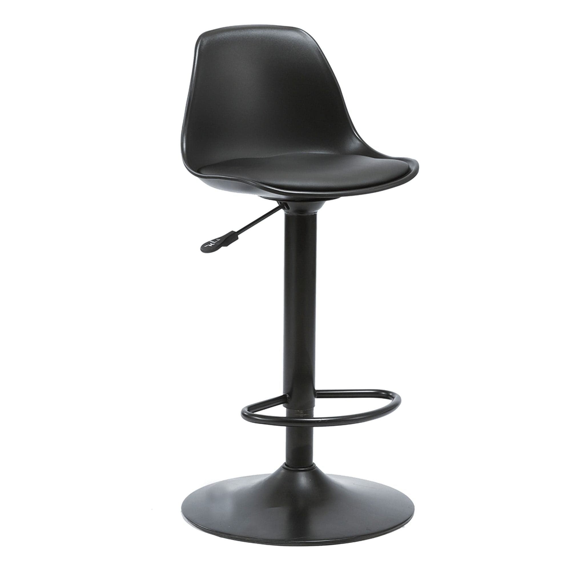 Scaun de bar DOBBY, negru, piele ecologica/metal, 38x39x84/104 cm