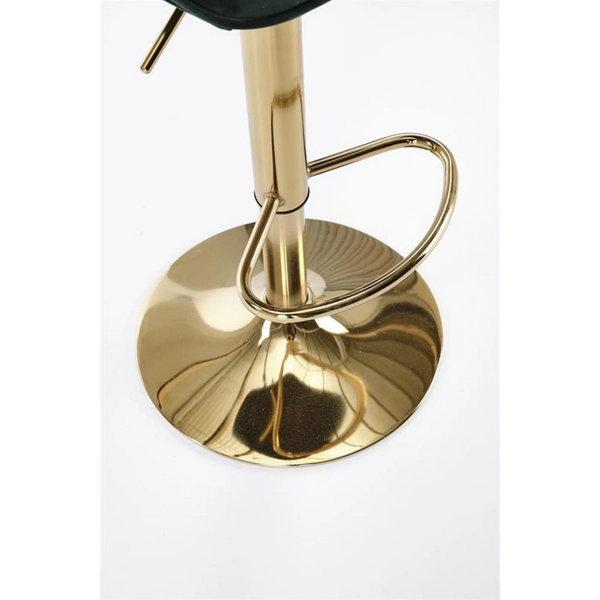 Scaun de bar H120, verde/auriu, stofa catifelata/otel, 43x44x84/106 cm