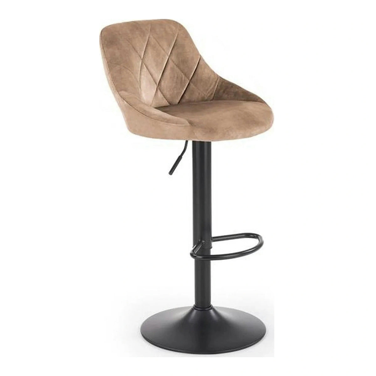 Scaun de bar rotativ H101, bej/negru, stofa catifelata/metal, 47x45x84/106 cm