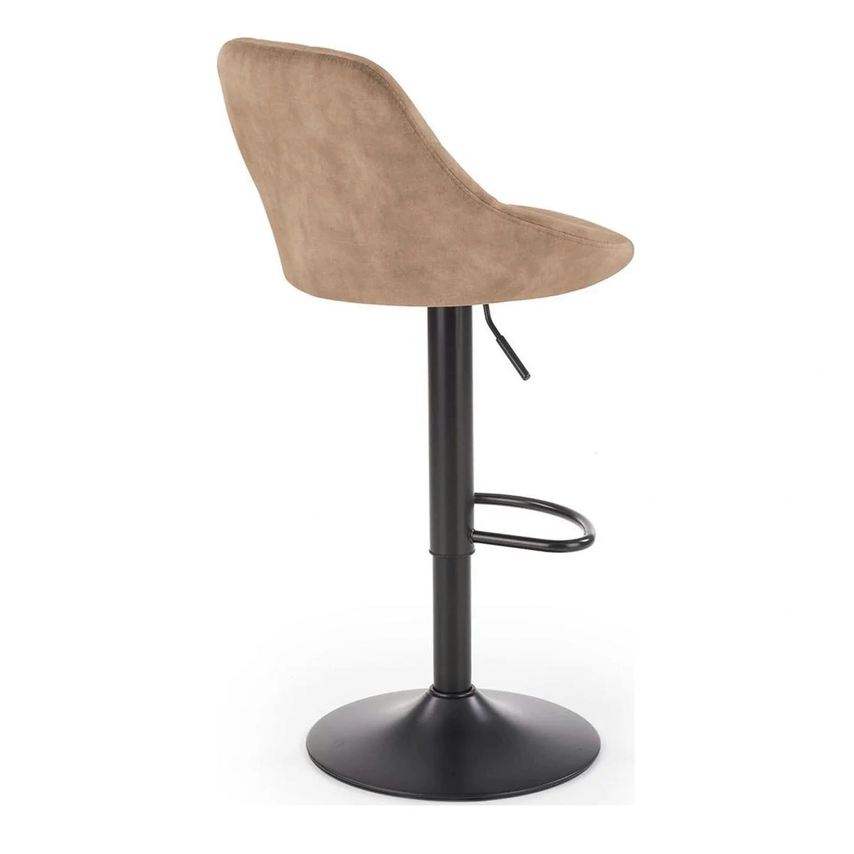 Scaun de bar rotativ H101, bej/negru, stofa catifelata/metal, 47x45x84/106 cm