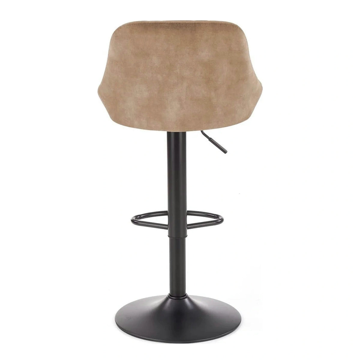 Scaun de bar rotativ H101, bej/negru, stofa catifelata/metal, 47x45x84/106 cm