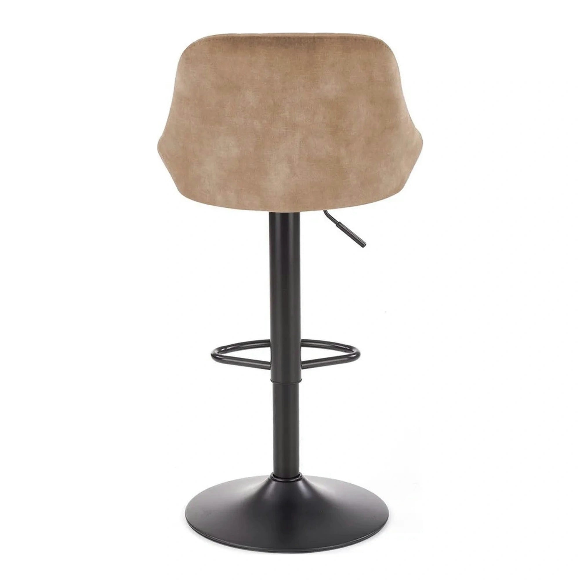 Scaun de bar rotativ H101, bej/negru, stofa catifelata/metal, 47x45x84/106 cm