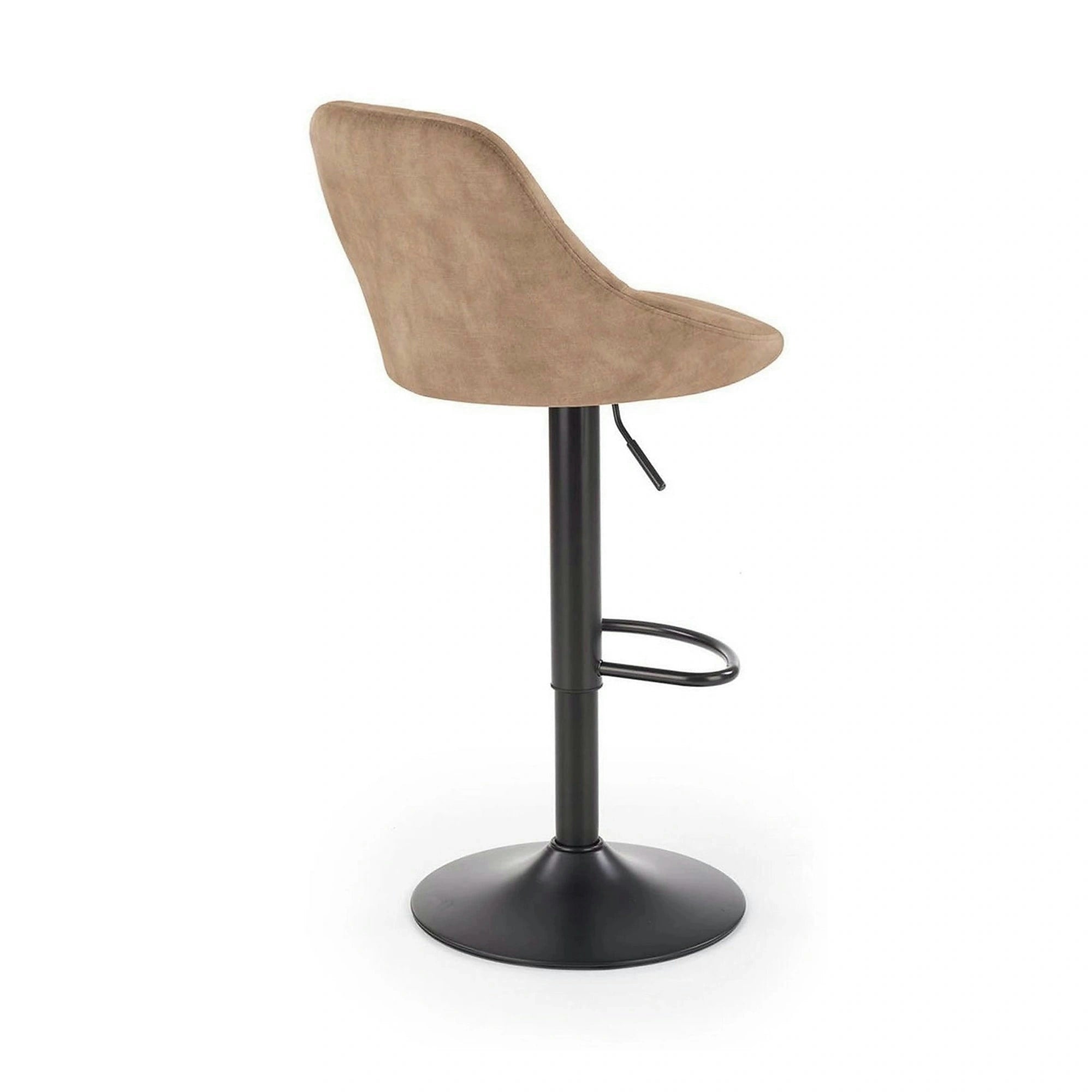 Scaun de bar rotativ H101, bej/negru, stofa catifelata/metal, 47x45x84/106 cm