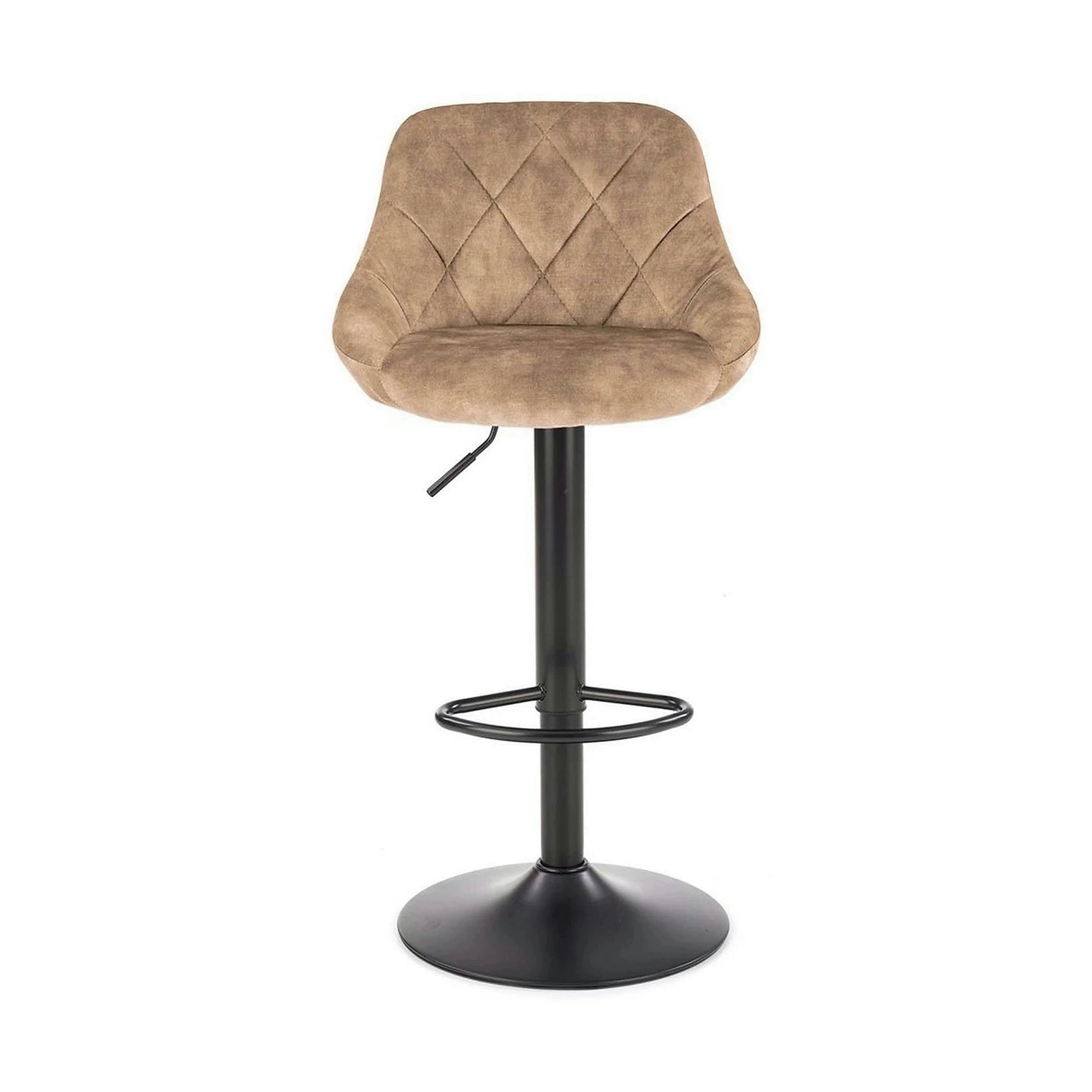 Scaun de bar rotativ H101, bej/negru, stofa catifelata/metal, 47x45x84/106 cm