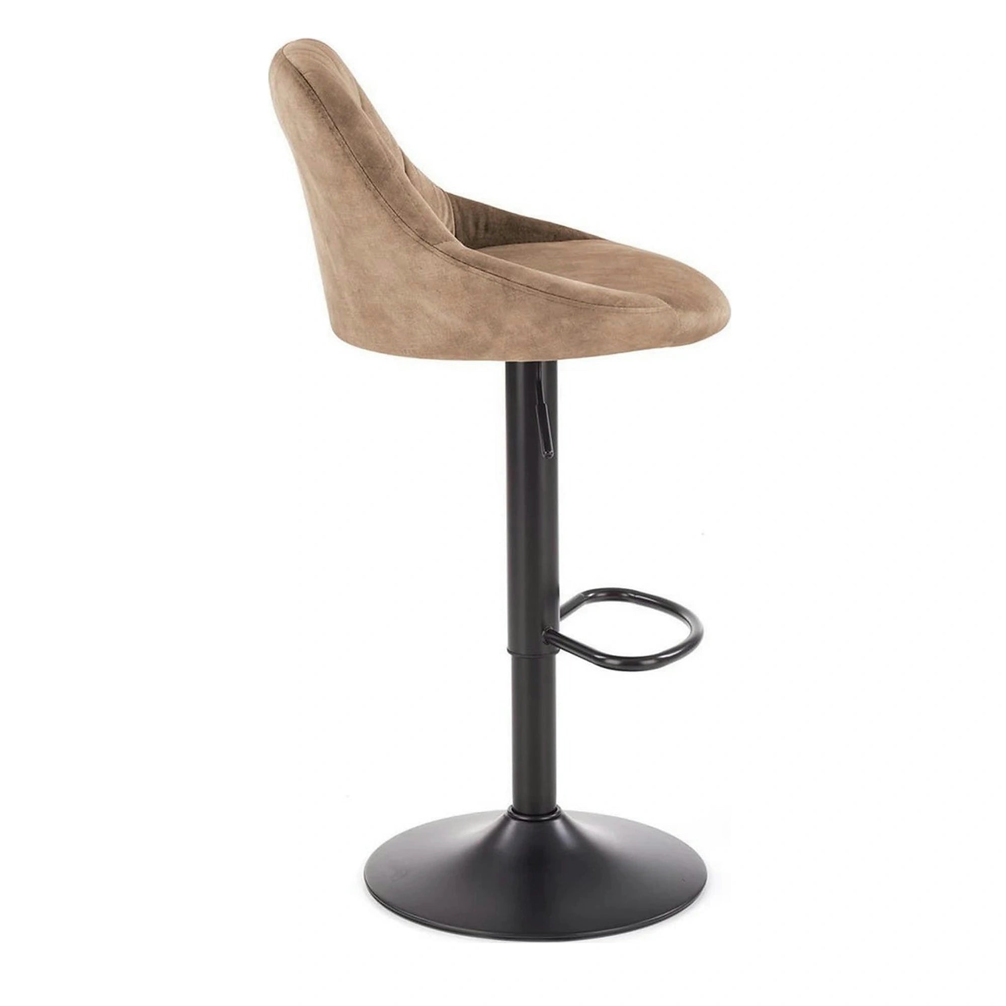 Scaun de bar rotativ H101, bej/negru, stofa catifelata/metal, 47x45x84/106 cm