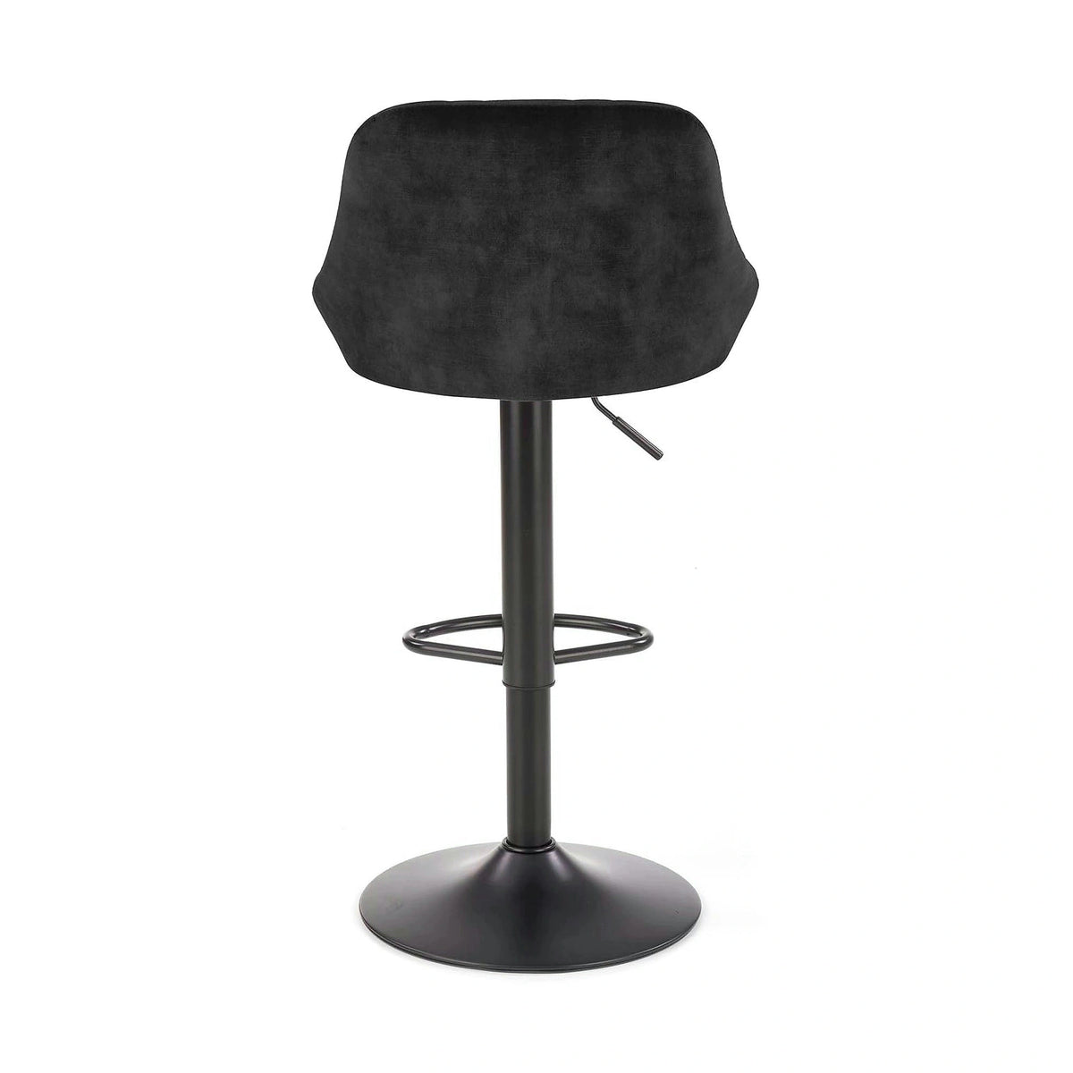 Scaun de bar rotativ H101, negru, stofa catifelata/otel, 47x45x84/106 cm