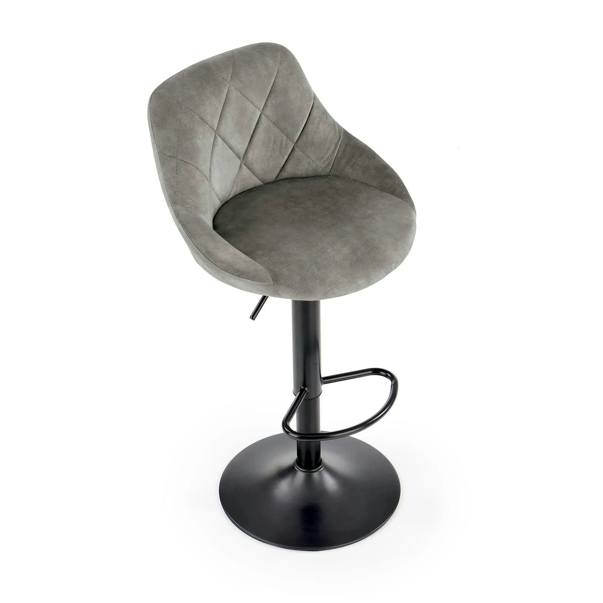 Scaun de bar rotativ H101, stofa catifelata gri - Bluvel 14, 47x45x106 cm