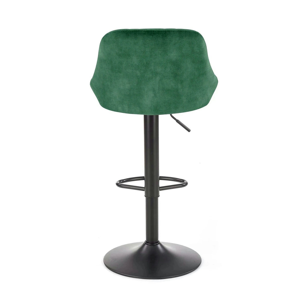 Scaun de bar rotativ H101, verde inchis/negru, stofa catifelata/metal, 47x45x84/106 cm