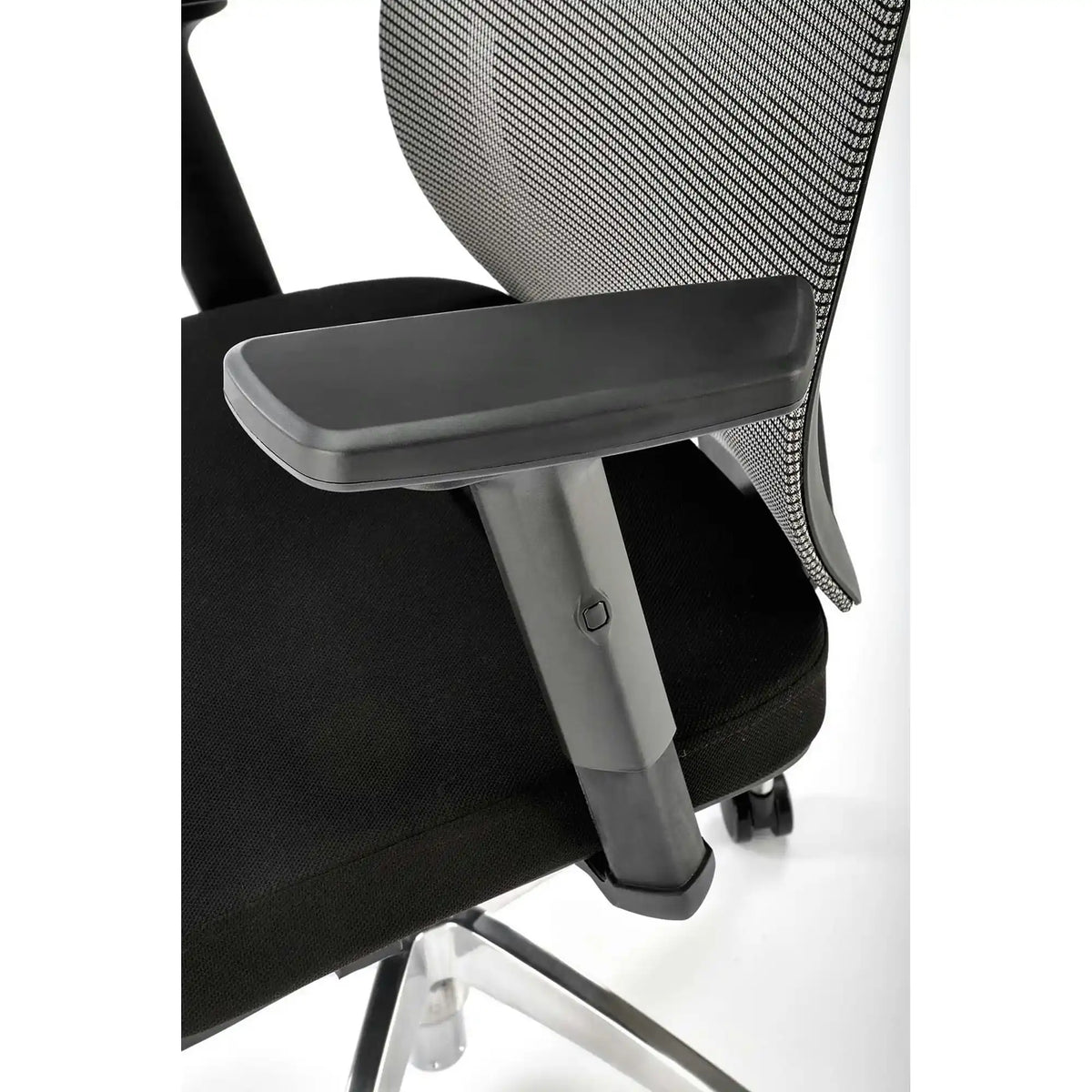 Scaun de birou ADMIRAL, negru/gri, stofa/plasa/aluminiu, 68x60x120/130 cm