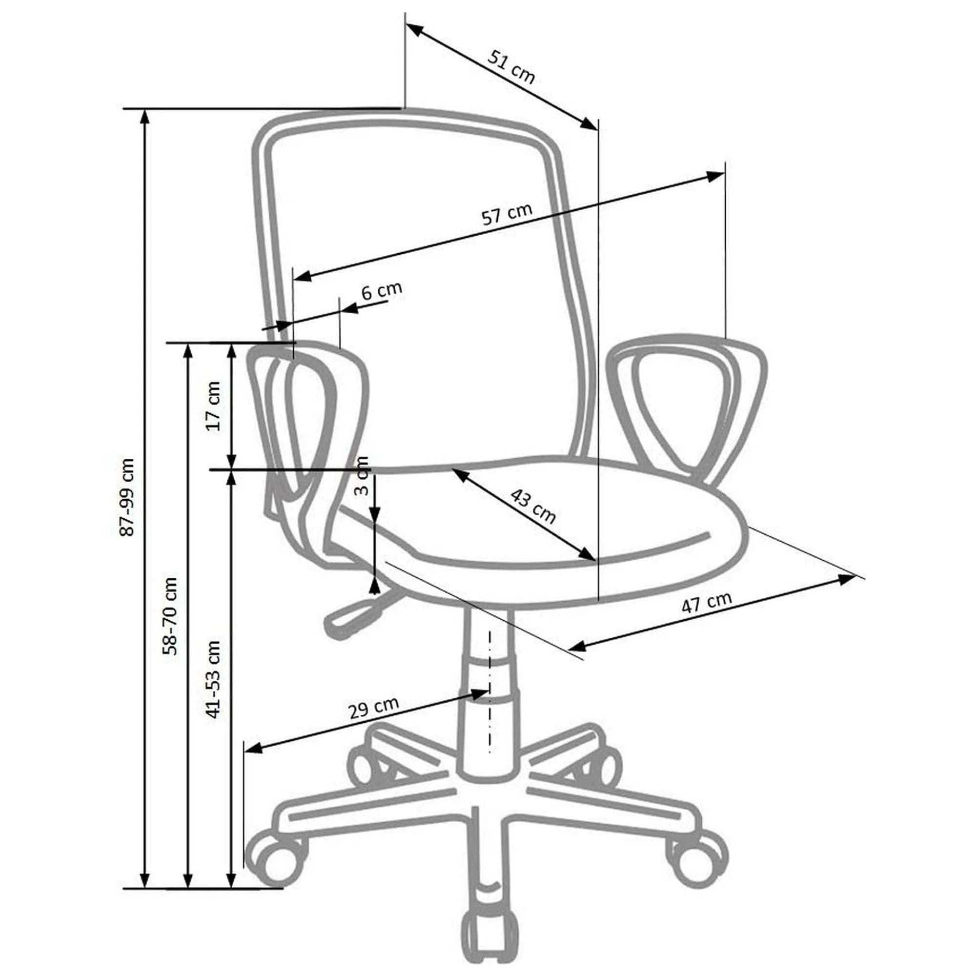 Scaun de birou ALEX, negru/gri, stofa mesh, 57x56x87/99 cm