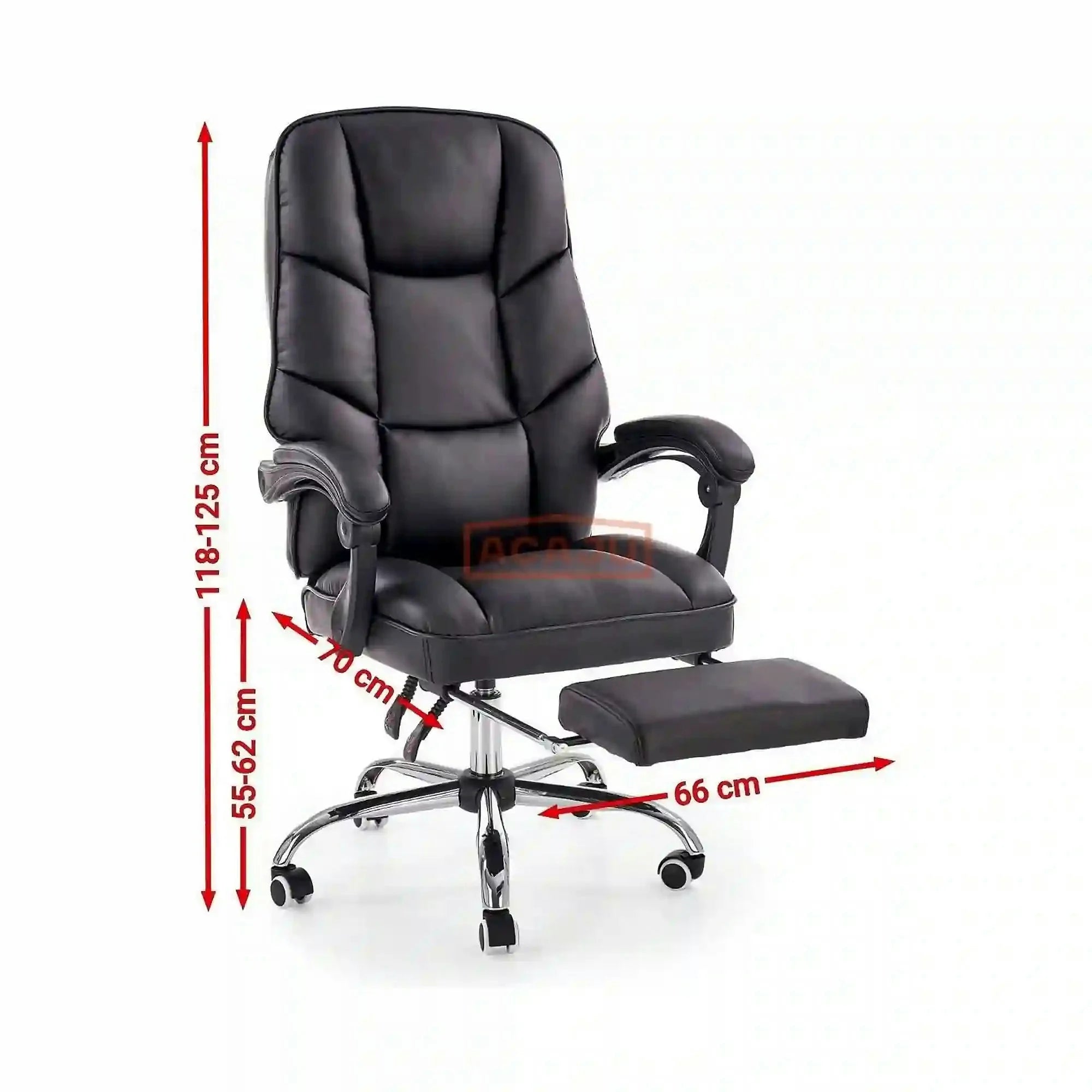 Scaun de birou ALVIN, negru, piele ecologica, 66x70x118/125 cm