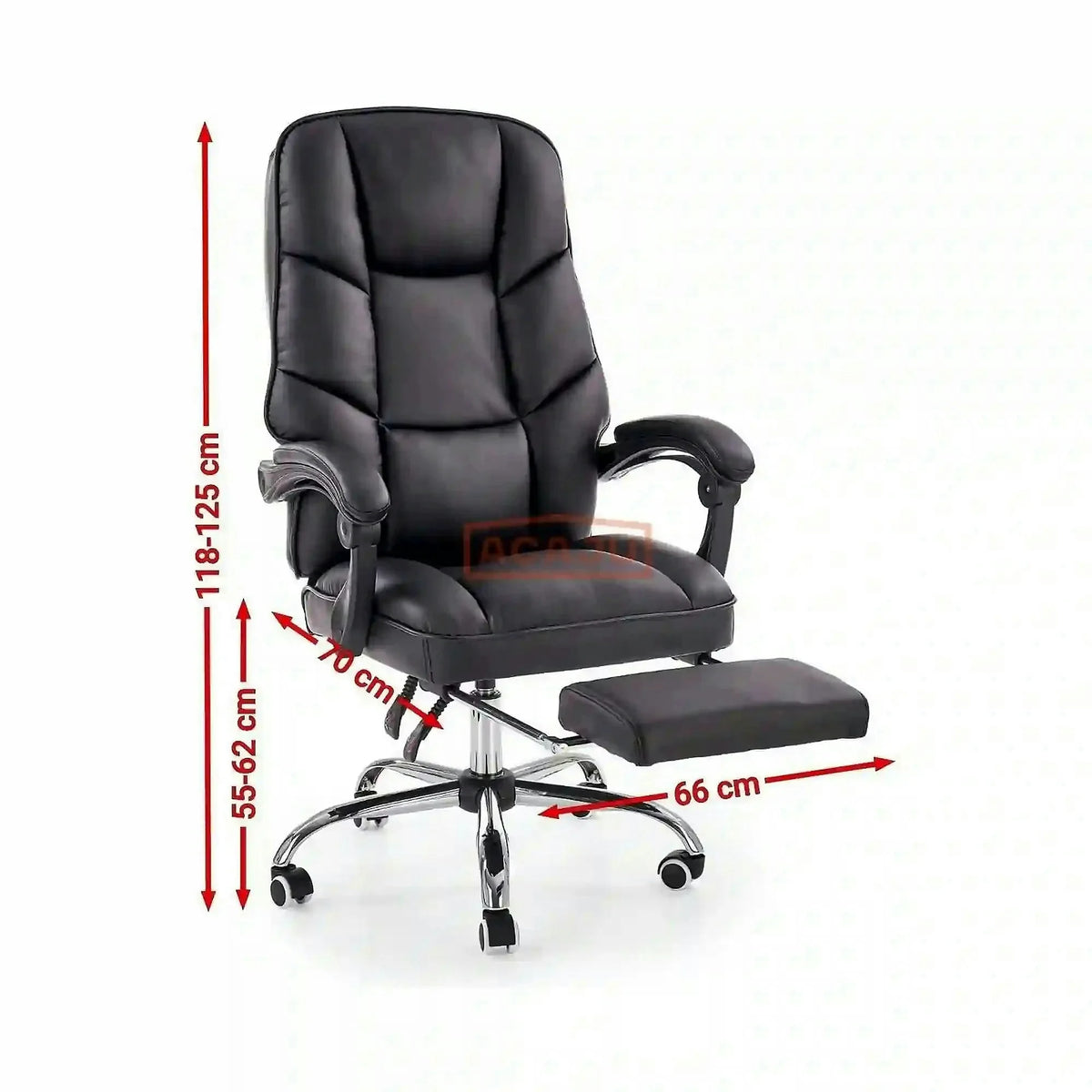 Scaun de birou ALVIN, negru, piele ecologica, 66x70x118/125 cm