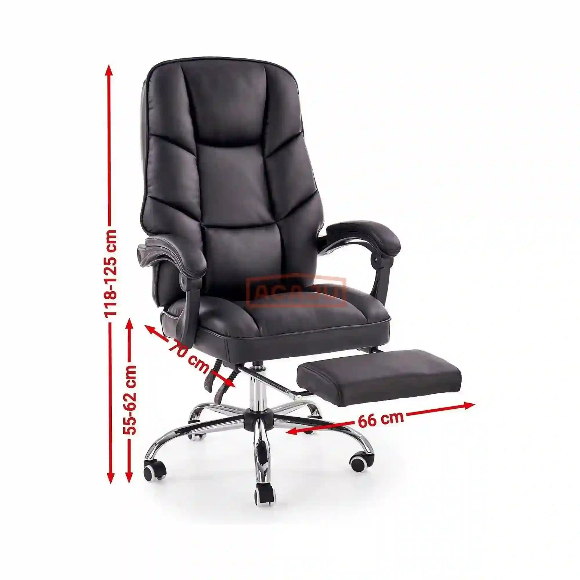 Scaun de birou ALVIN, negru, piele ecologica, 66x70x118/125 cm