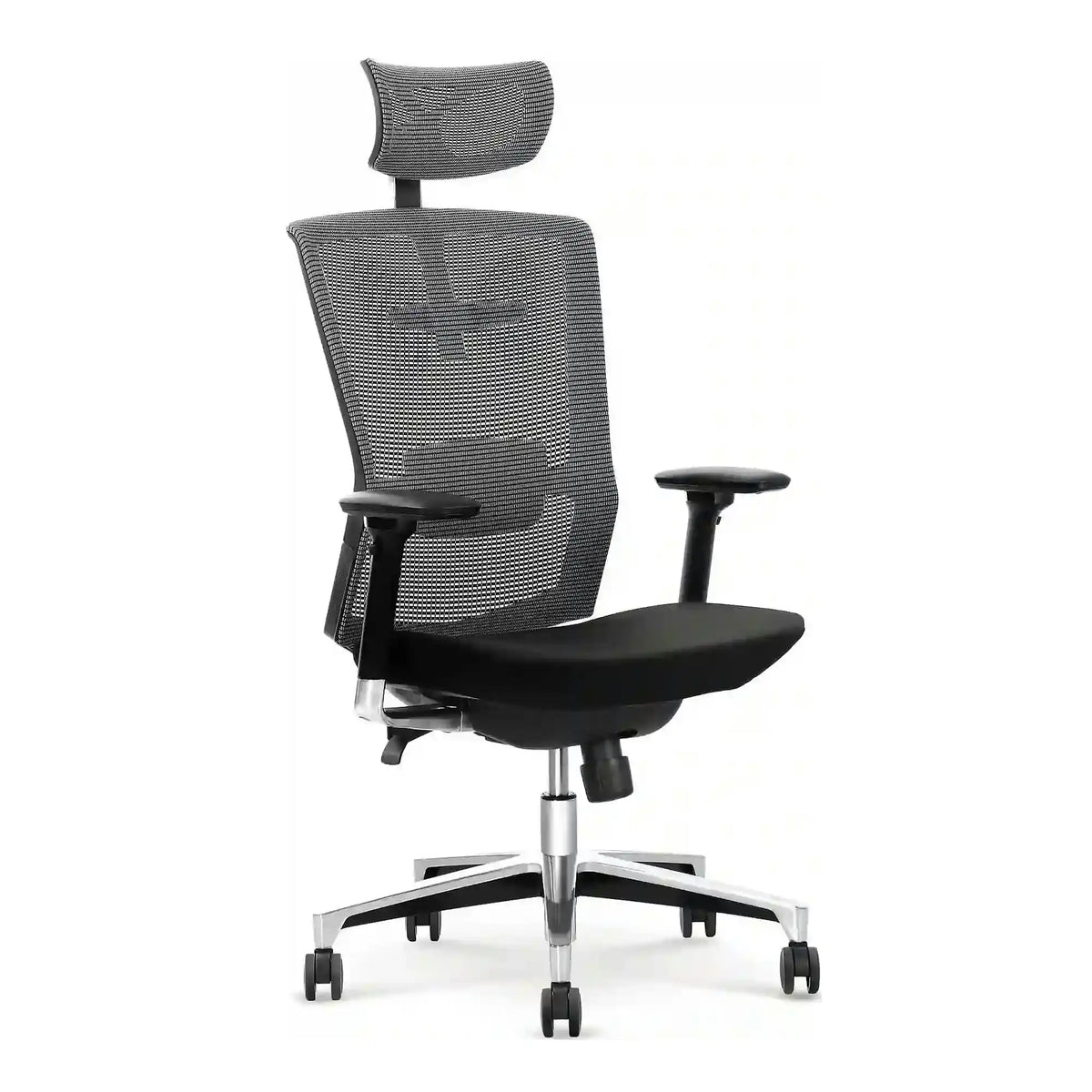 Scaun de birou AMBASADOR, negru/gri, stofa/plasa, 64x63x128/138 cm