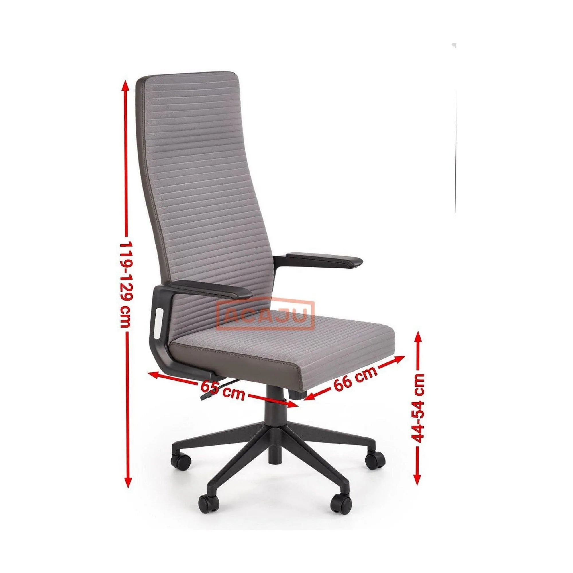 Scaun de birou AREZZO, gri inchis/negru, stofa, 66x65x119/129 cm