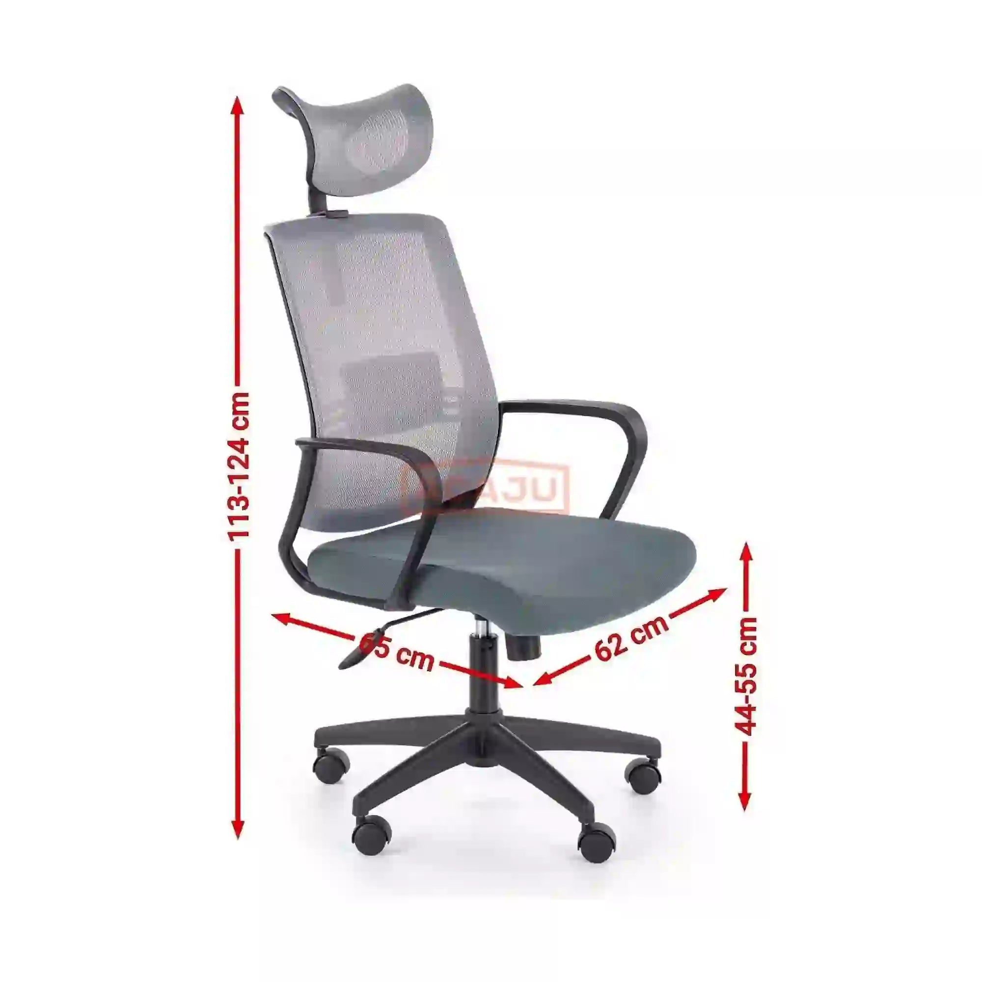 Scaun de birou ARSEN, gri/negru, stofa/plasa, 62x65x113/124 cm