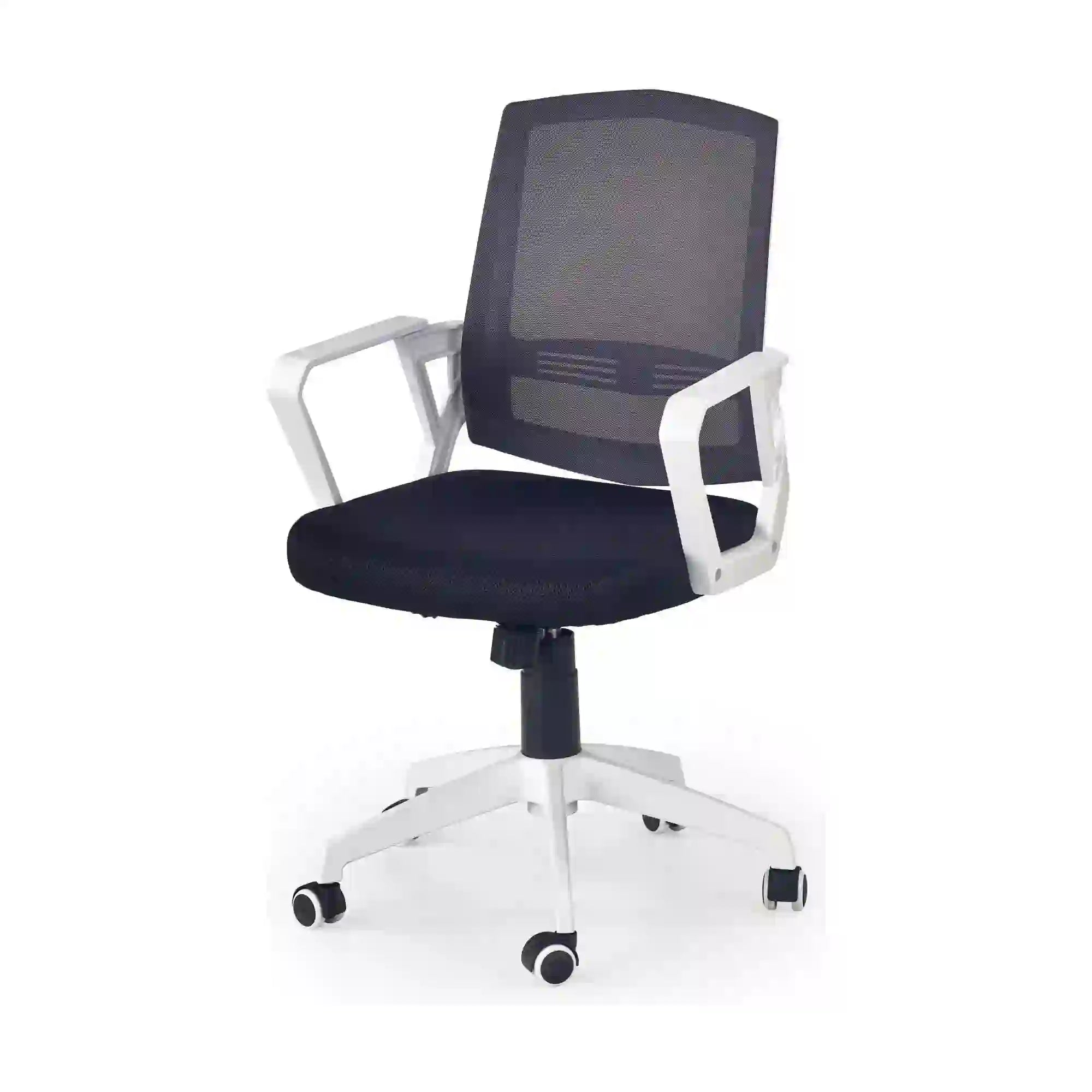 Scaun de birou ASCOT, negru/alb/gri, stofa mesh/metal/plastic, 55x57x94/104 cm