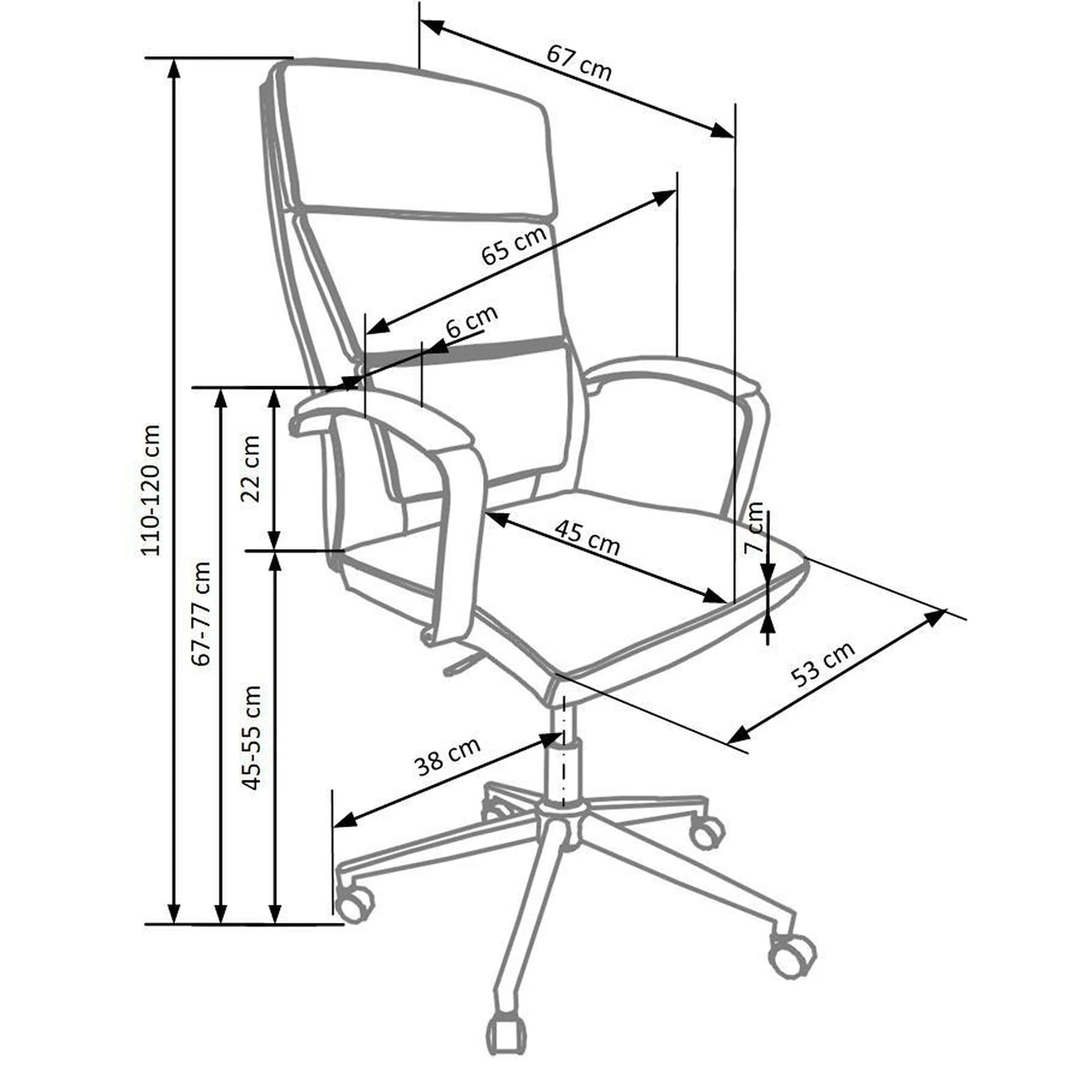 Scaun de birou AURELIUS, alb, piele ecologica, 65x67x110/120 cm