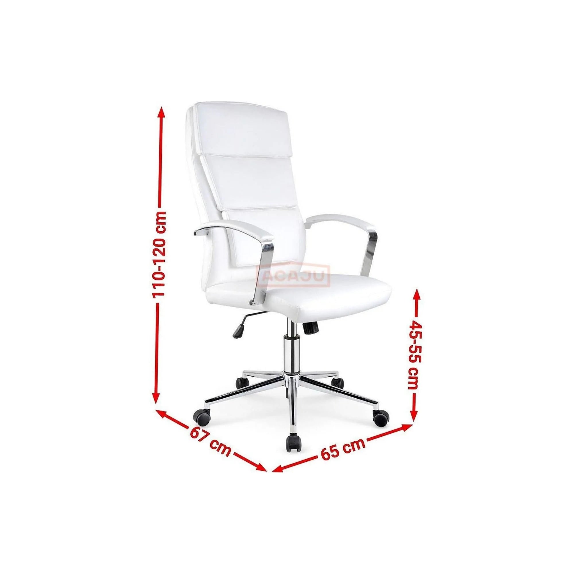 Scaun de birou AURELIUS, alb, piele ecologica, 65x67x110/120 cm