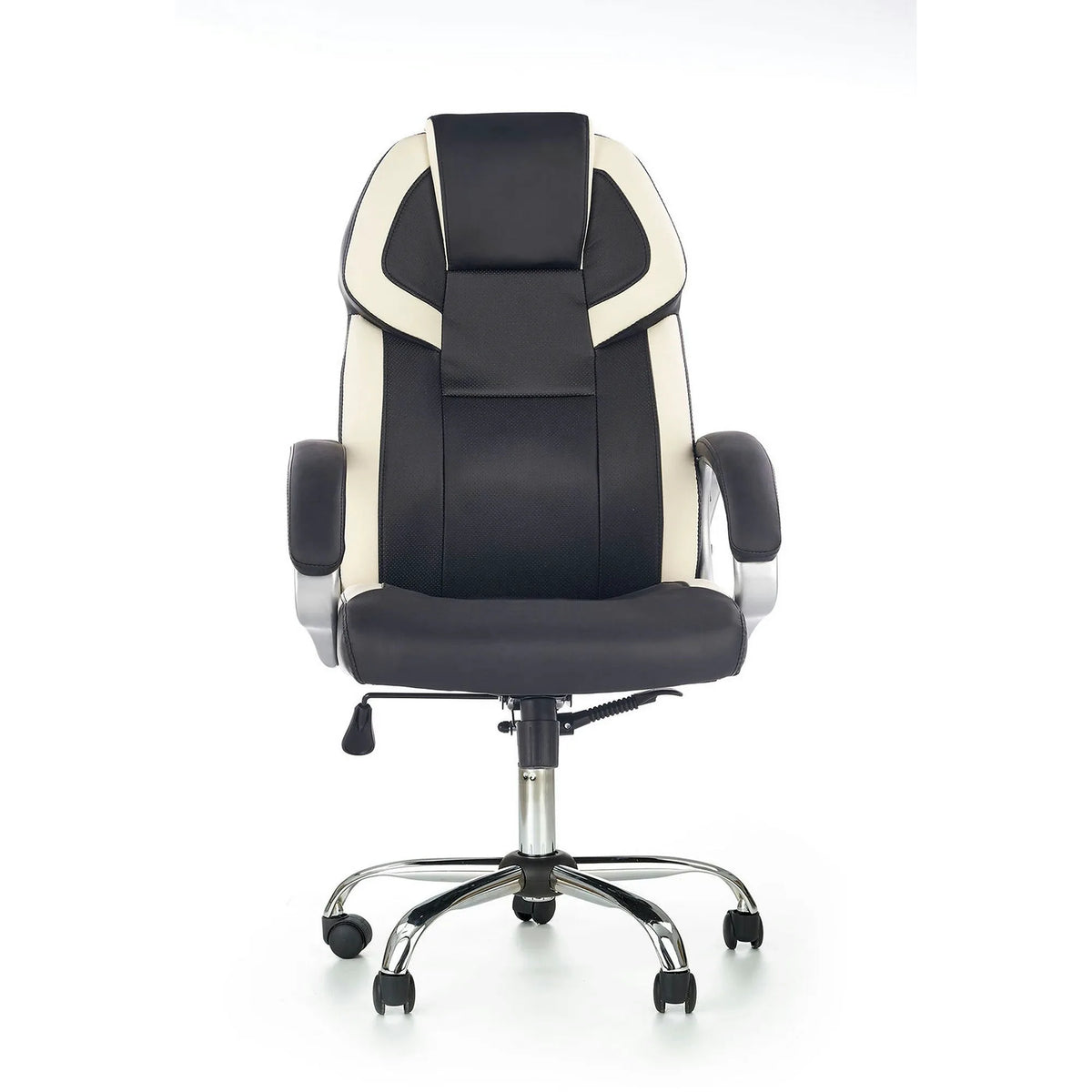 Scaun de birou BARTON, negru/alb, piele ecologica perforata, 64x68x115/123 cm