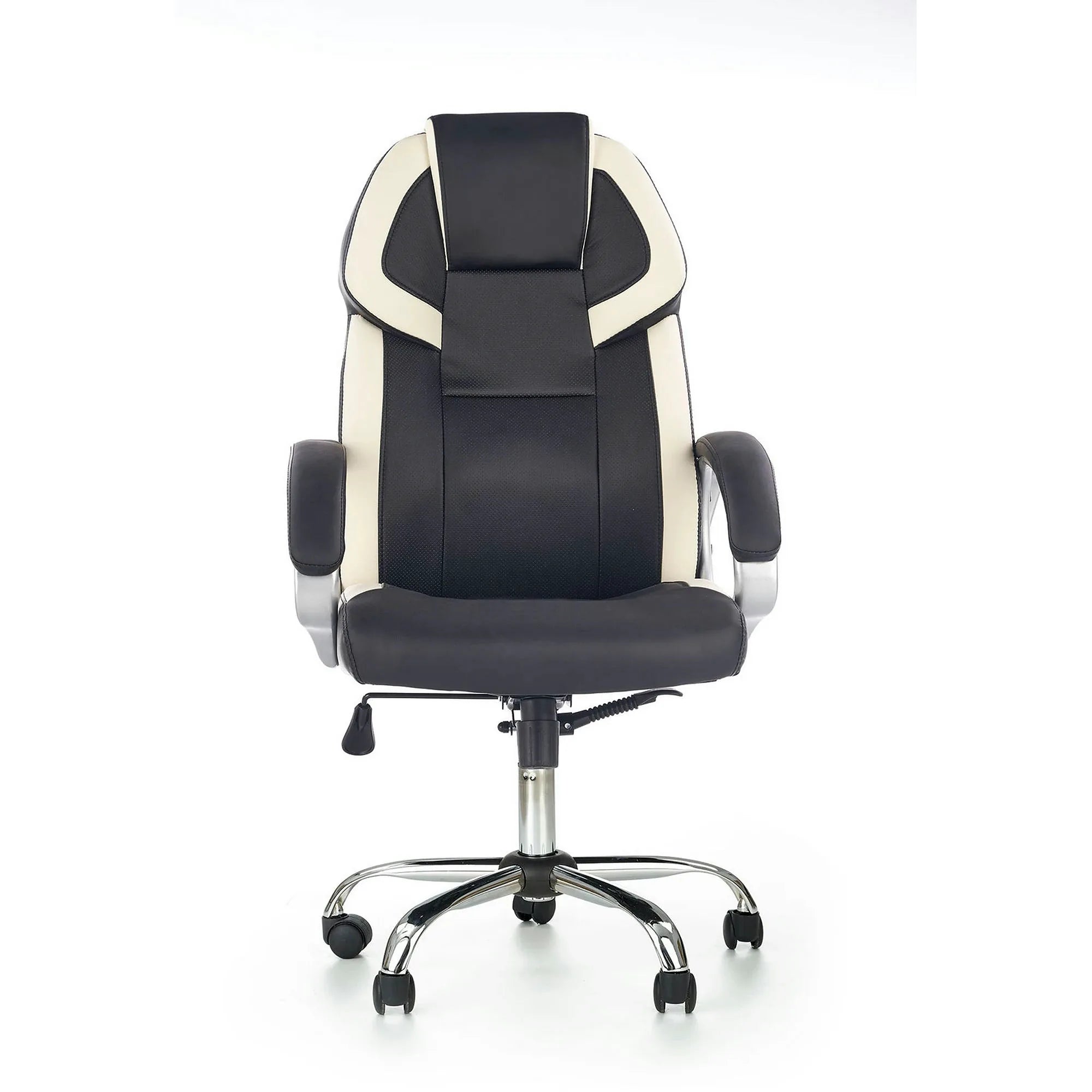 Scaun de birou BARTON, negru/alb, piele ecologica perforata, 64x68x115/123 cm