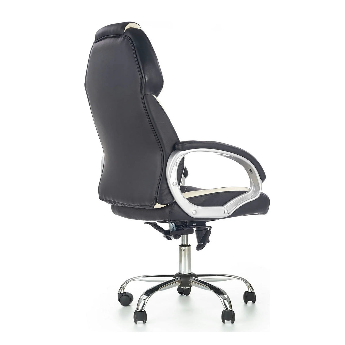 Scaun de birou BARTON, negru/alb, piele ecologica perforata, 64x68x115/123 cm