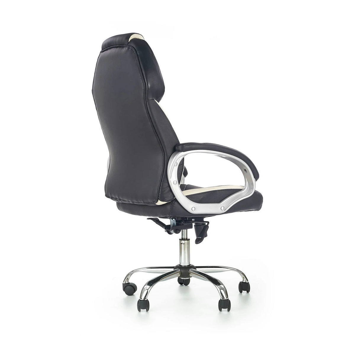 Scaun de birou BARTON, negru/alb, piele ecologica perforata, 64x68x115/123 cm