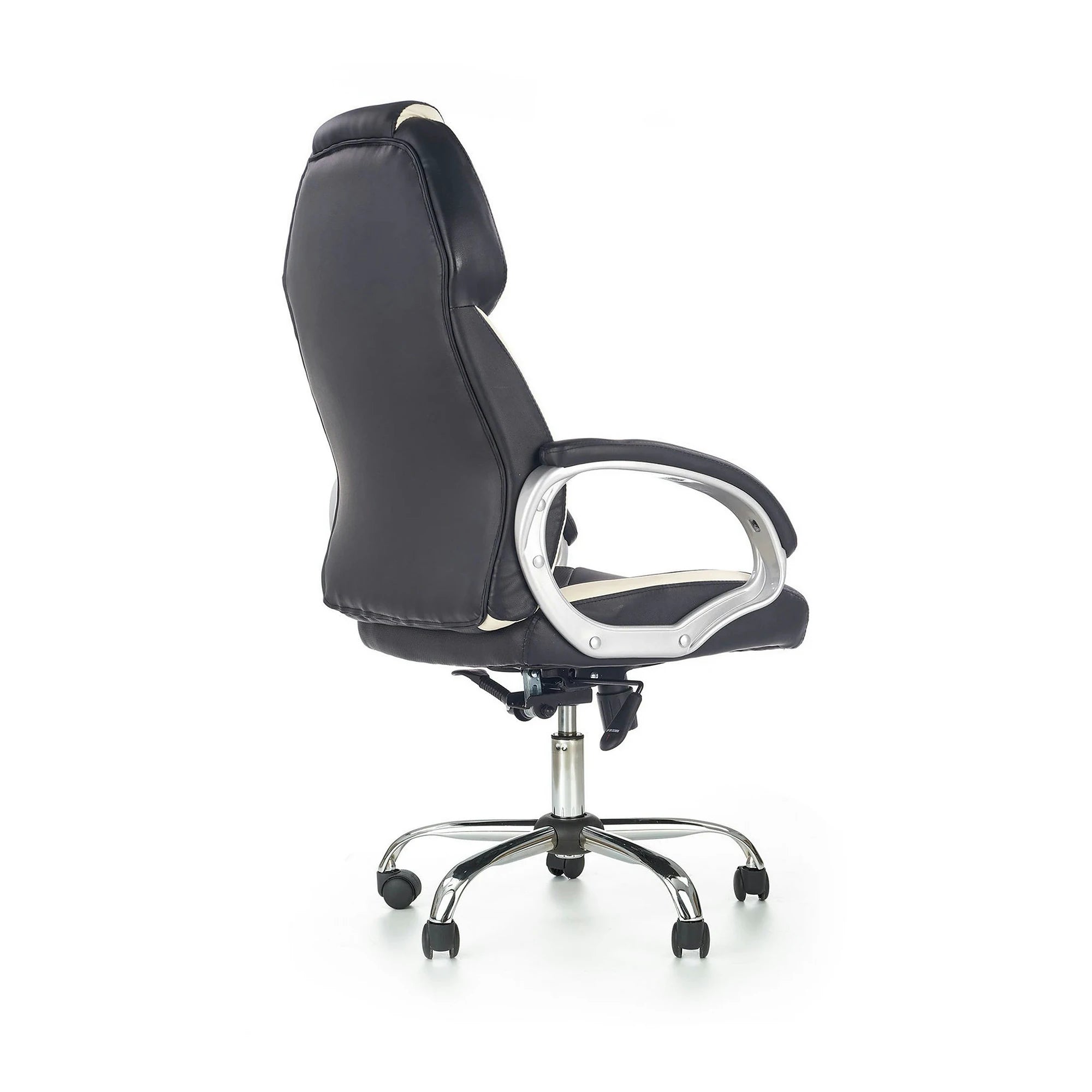 Scaun de birou BARTON, negru/alb, piele ecologica perforata, 64x68x115/123 cm
