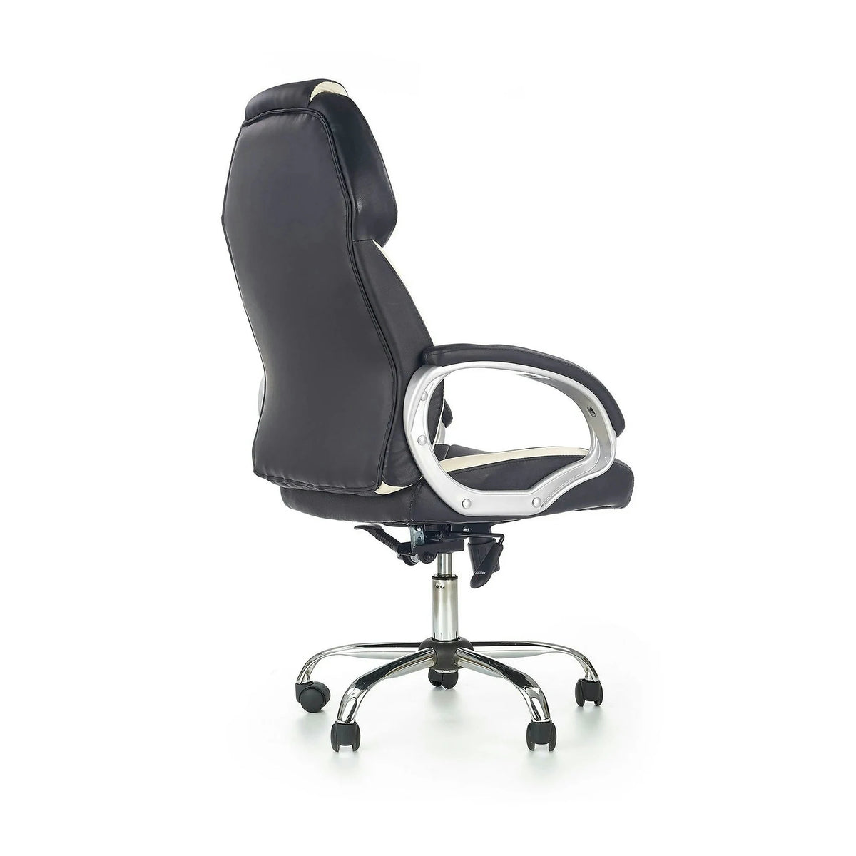 Scaun de birou BARTON, negru/alb, piele ecologica perforata, 64x68x115/123 cm