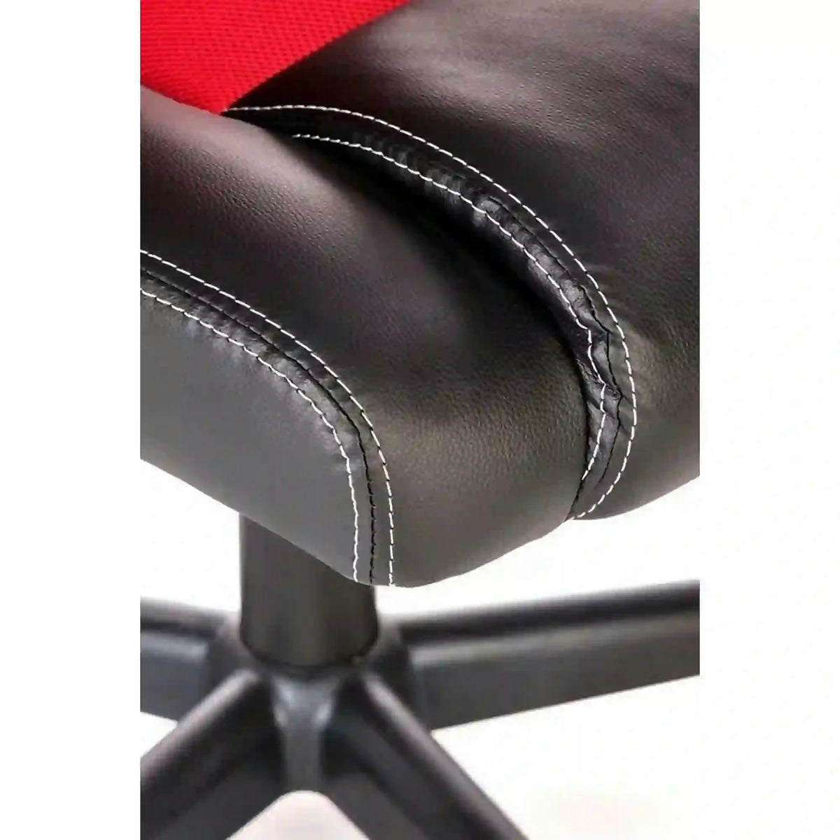 Scaun de birou BERKEL, negru/rosu, piele ecologica/stofa, 62x63x108/117 cm