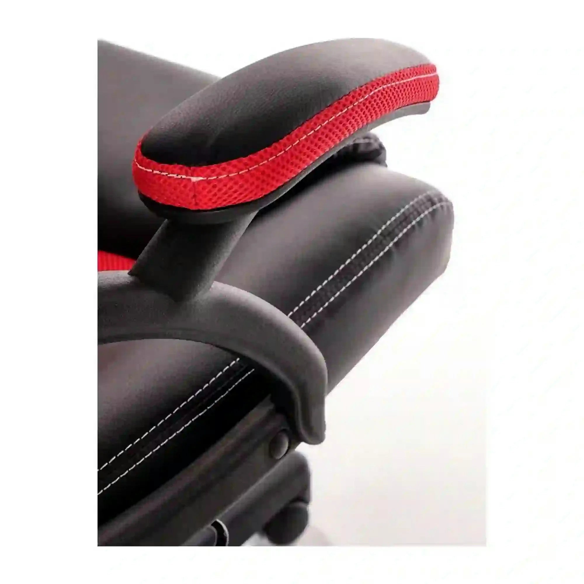 Scaun de birou BERKEL, negru/rosu, piele ecologica/stofa, 62x63x108/117 cm