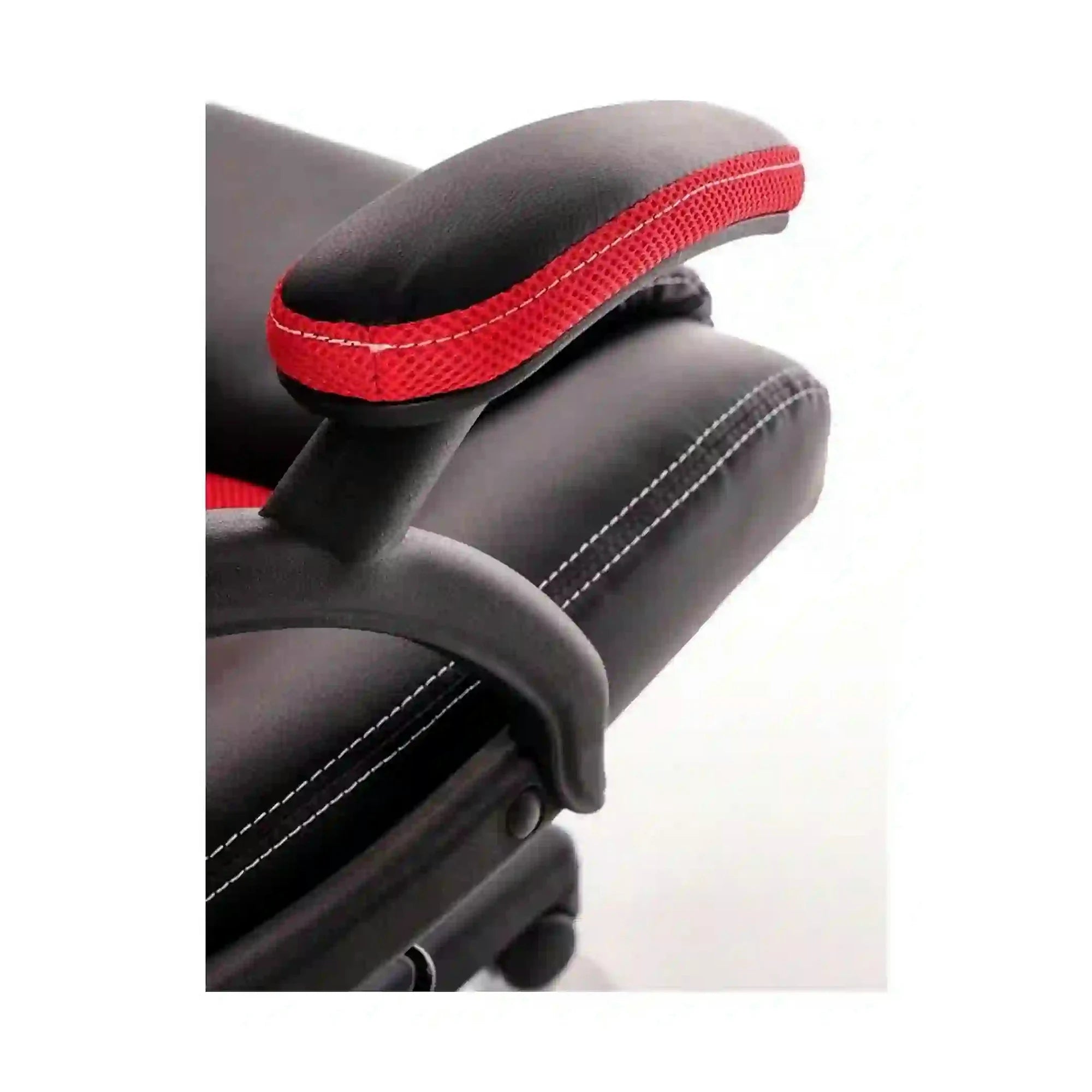 Scaun de birou BERKEL, negru/rosu, piele ecologica/stofa, 62x63x108/117 cm