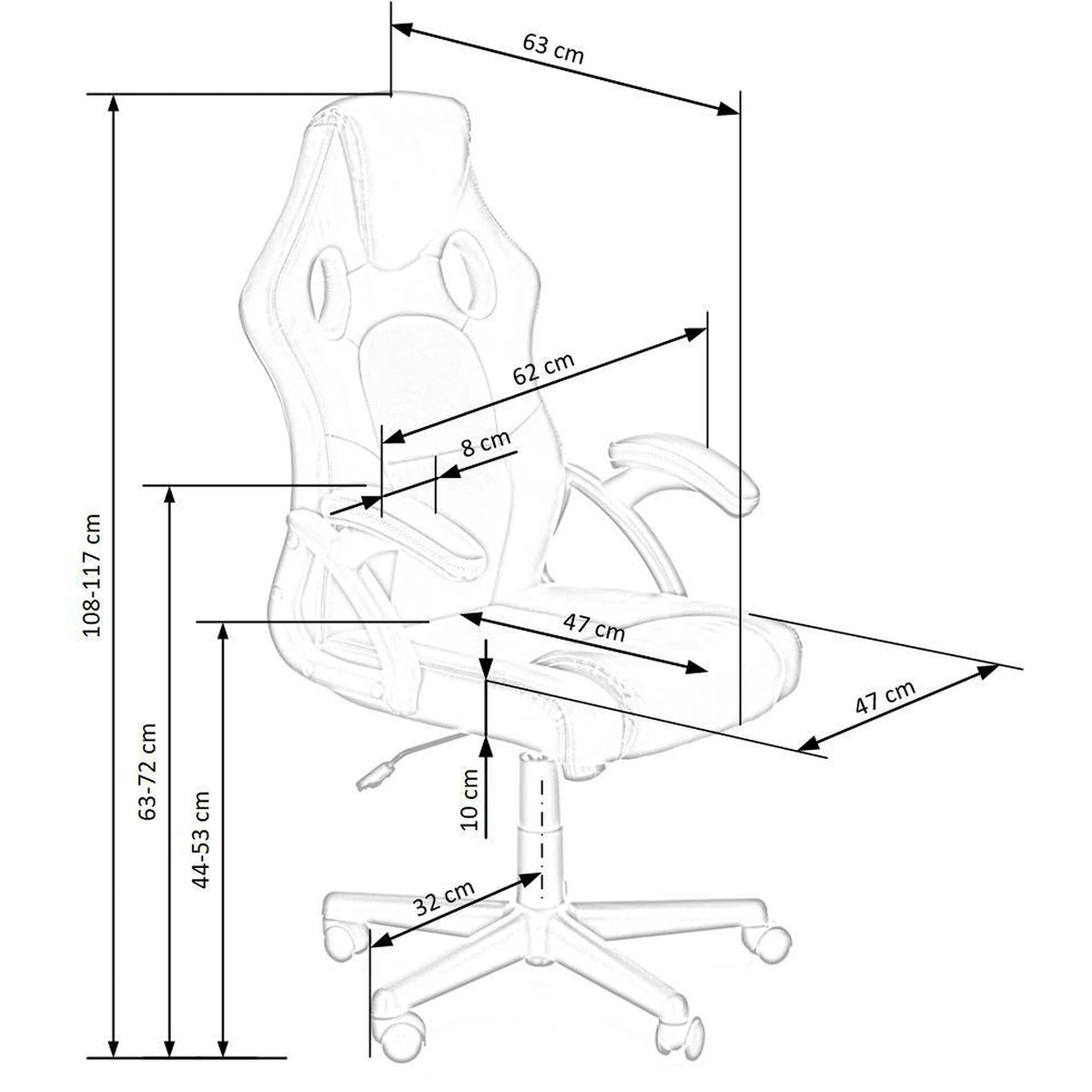 Scaun de birou BERKEL, negru/rosu, piele ecologica/stofa, 62x63x108/117 cm