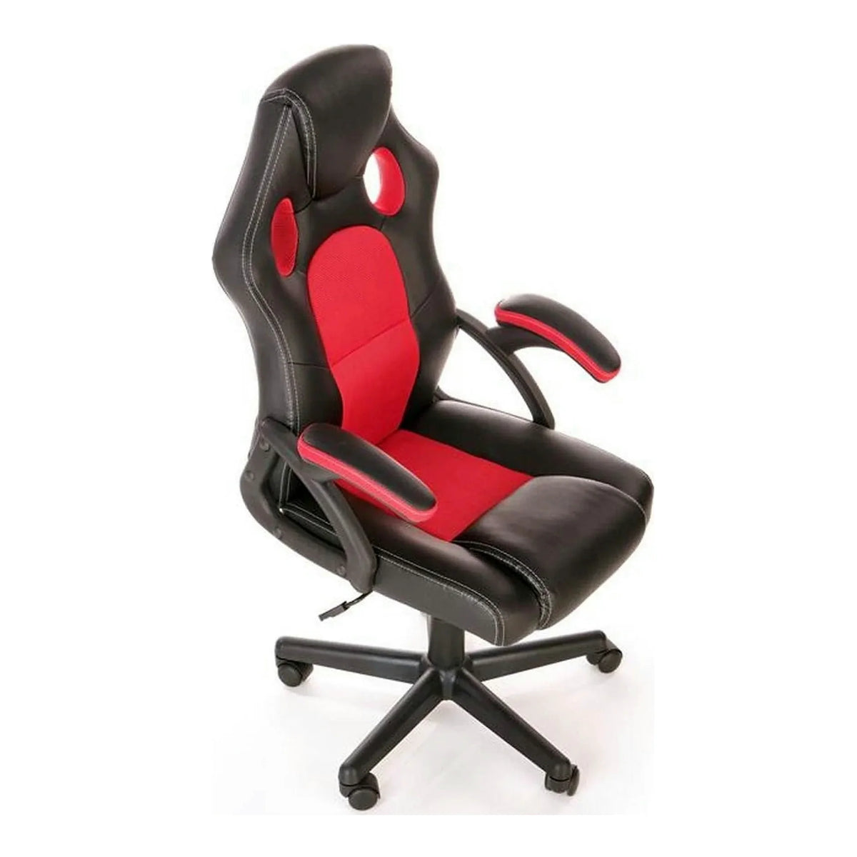 Scaun de birou BERKEL, negru/rosu, piele ecologica/stofa, 62x63x108/117 cm