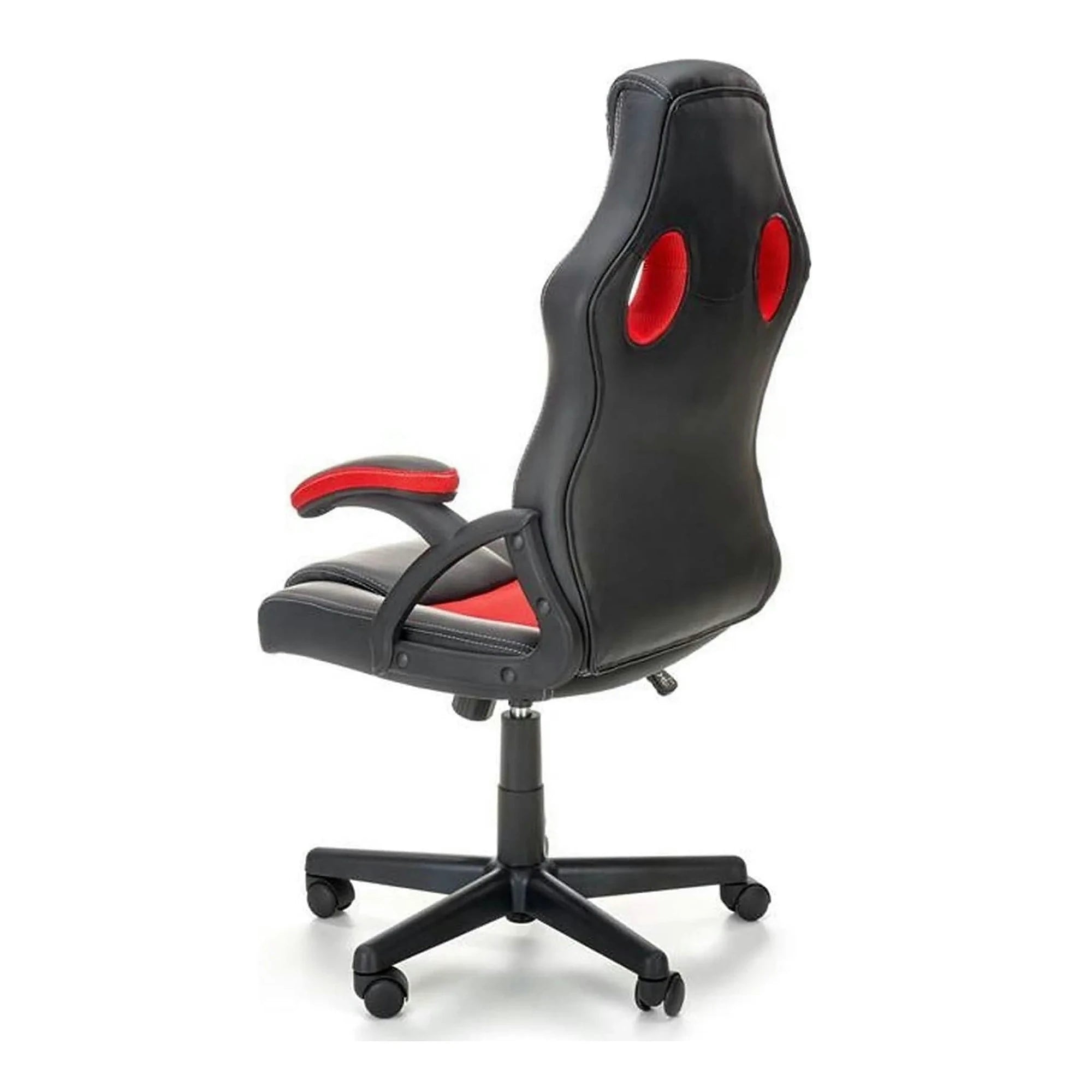 Scaun de birou BERKEL, negru/rosu, piele ecologica/stofa, 62x63x108/117 cm