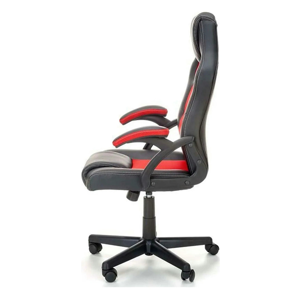 Scaun de birou BERKEL, negru/rosu, piele ecologica/stofa, 62x63x108/117 cm