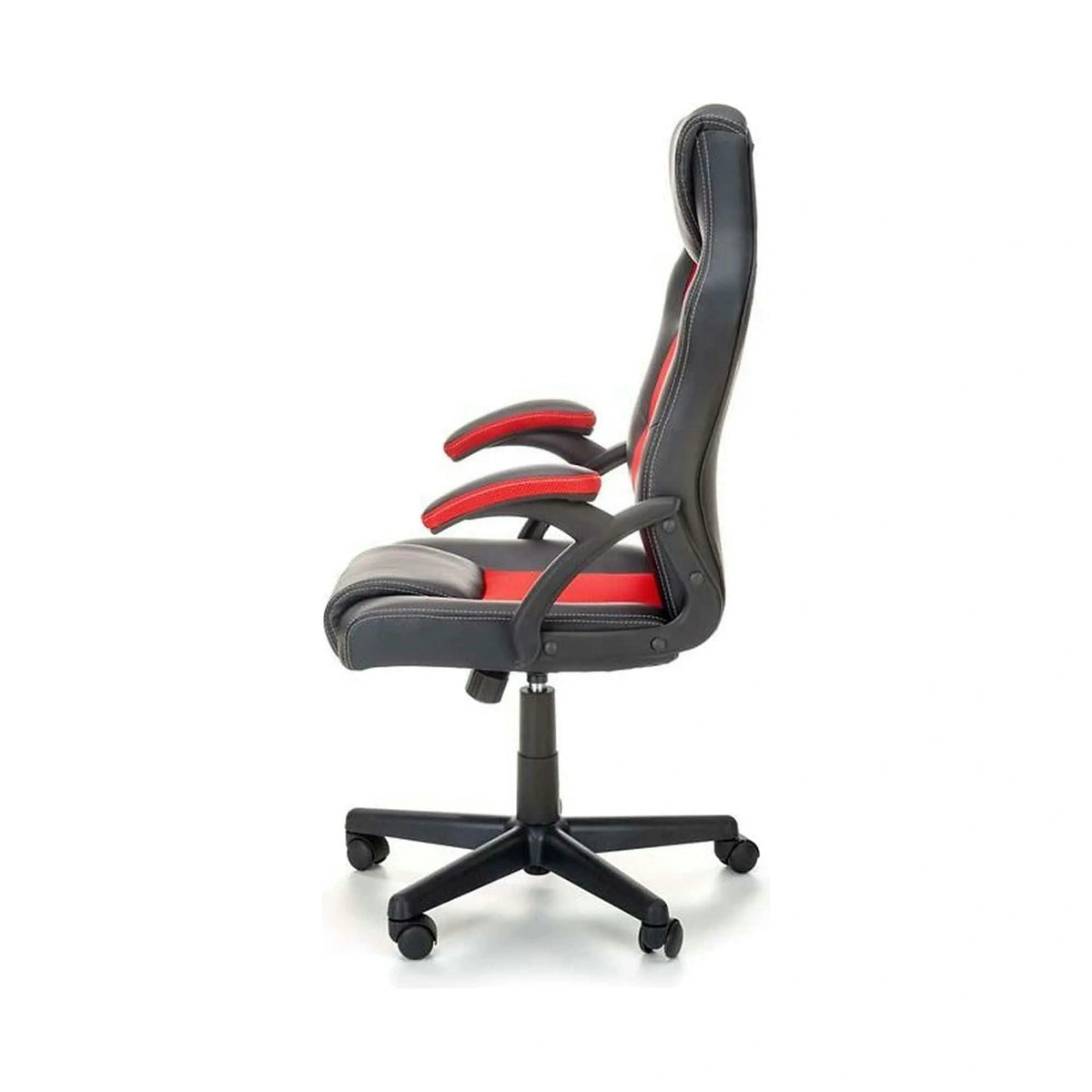 Scaun de birou BERKEL, negru/rosu, piele ecologica/stofa, 62x63x108/117 cm