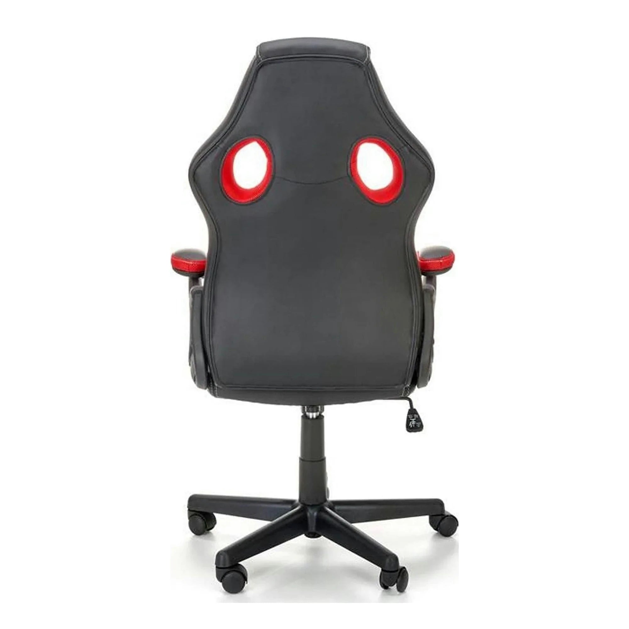 Scaun de birou BERKEL, negru/rosu, piele ecologica/stofa, 62x63x108/117 cm