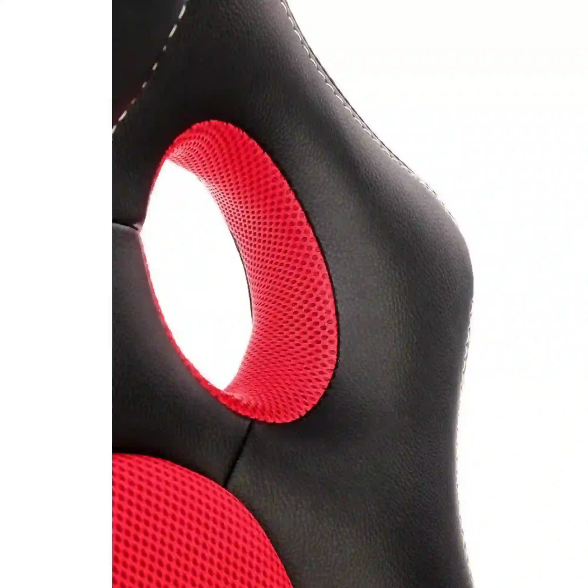 Scaun de birou BERKEL, negru/rosu, piele ecologica/stofa, 62x63x108/117 cm