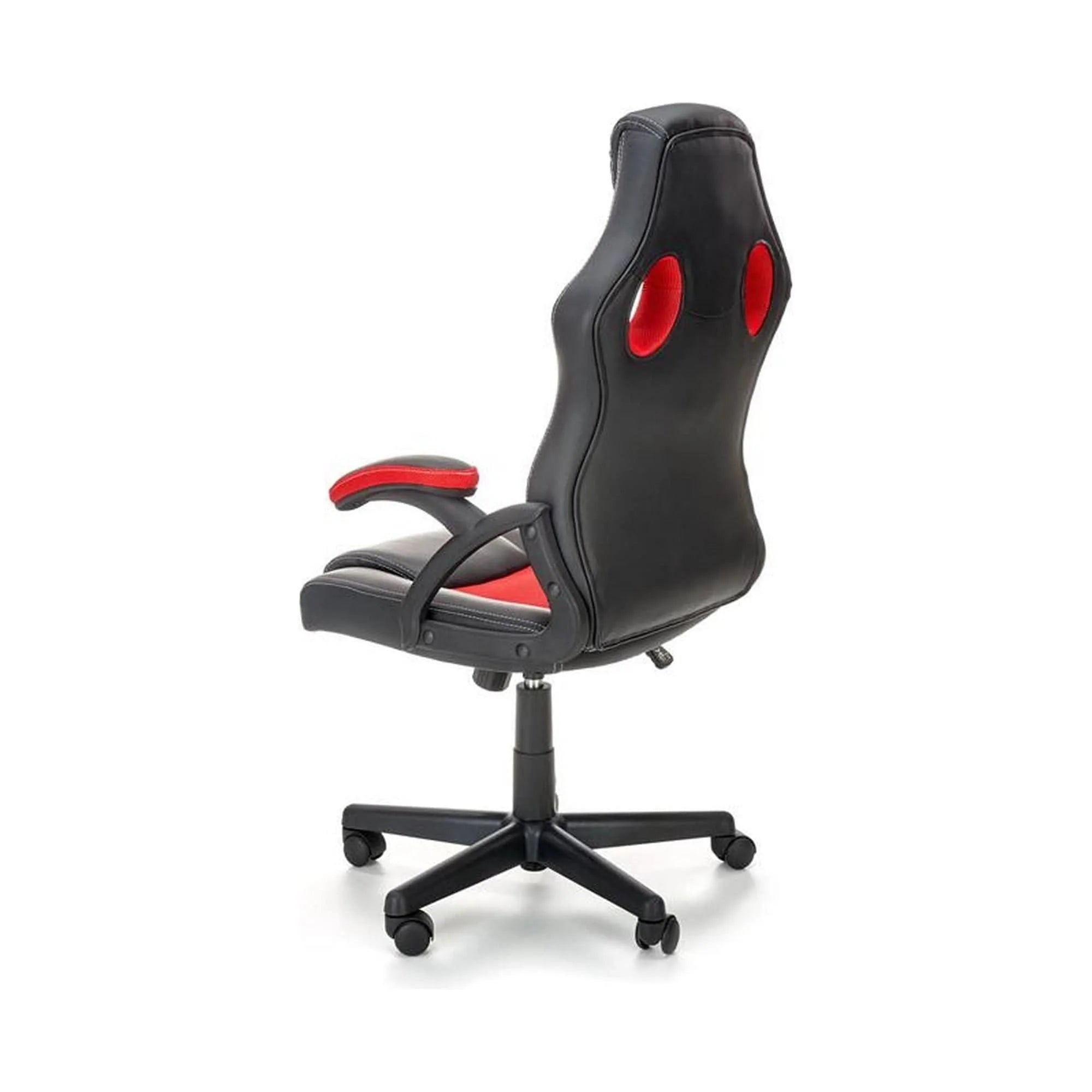 Scaun de birou BERKEL, negru/rosu, piele ecologica/stofa, 62x63x108/117 cm